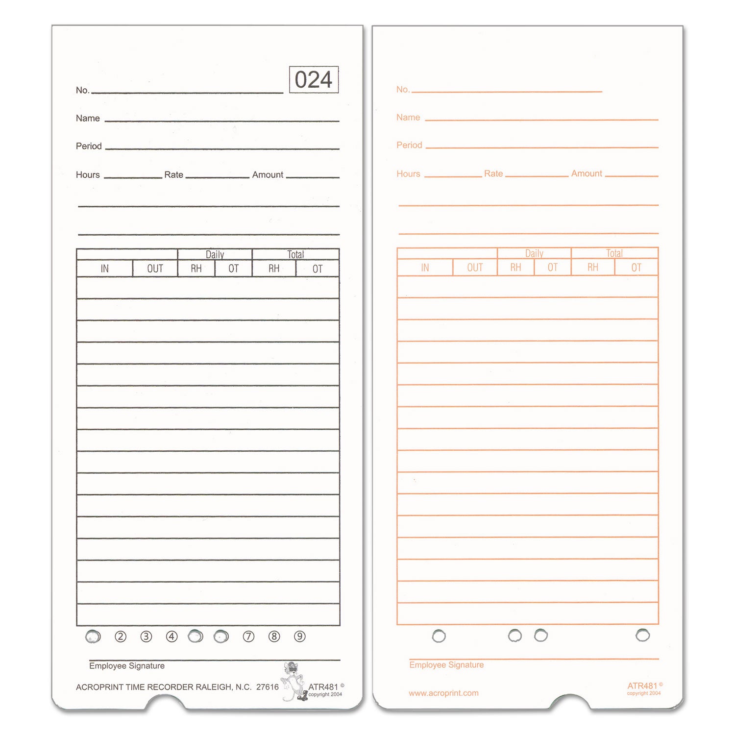Acroprint ATR480 Time Clock Cards - 2-Sided, 7.5