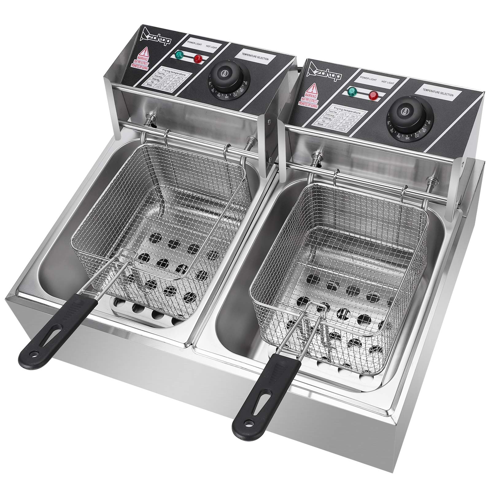 **5000W 110V Commercial & Home Electric Deep Fryer – 12.7Qt (12L) Stainless Steel with 2 x 6.35QT Removable Baskets & Temperature Control – Perfect for Restaurants, Catering, and Family Gatherings**