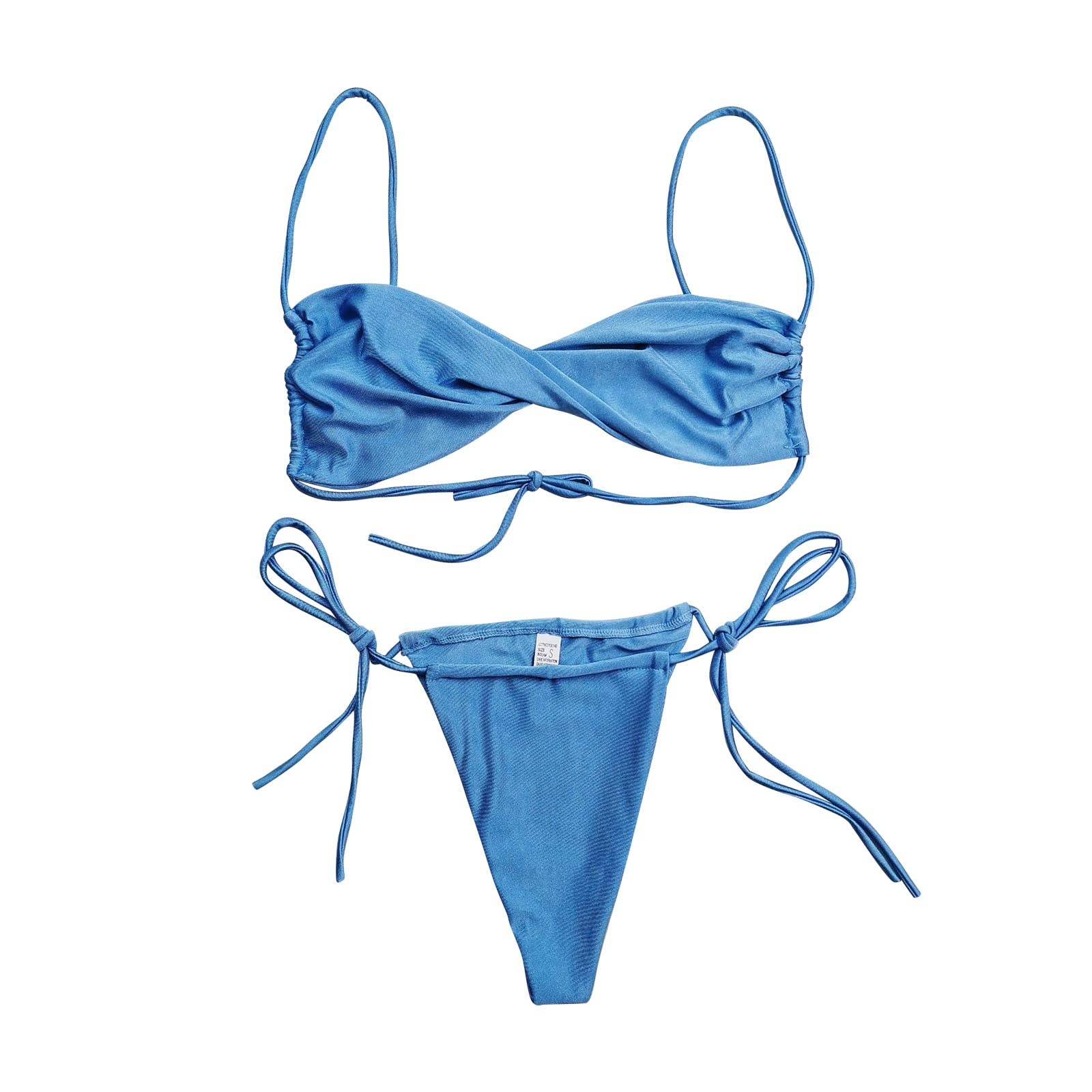 Sexy Women's Underwire Bikini Set - Solid Color Tie Front Swimwear with Tankini Top & High Cut Bottom for Beach, Pool & Summer Vacations