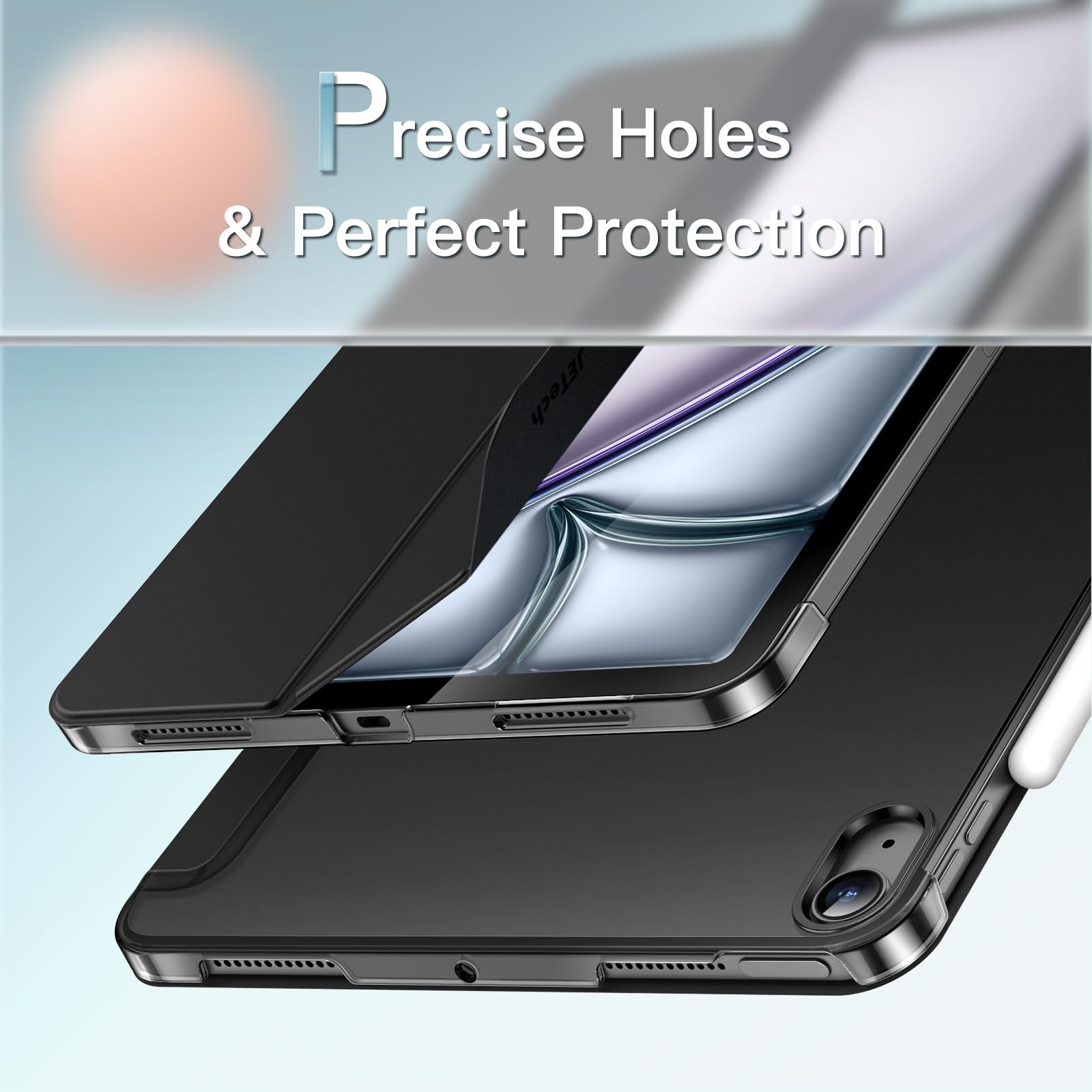 JETech Slim Stand Hard Back Shell Case for iPad Air 11-Inch M3/M2 (2025/2024) & iPad Air 5 (2022 5th Gen 10.9-Inch) - Auto Wake/Sleep Protective Cover - Perfect for Work, Travel & Home Use (Black)