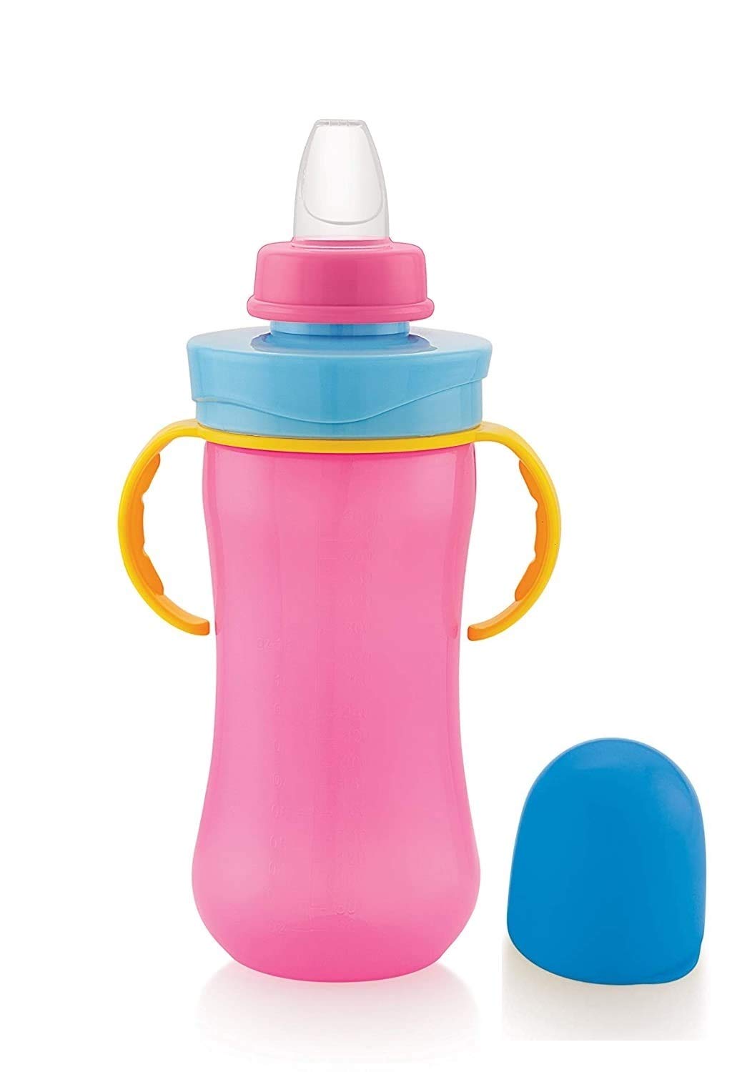 XSOURCE Bunny Baby Sipper Sippy Cup - Stage 1 Spill Proof, Leak Proof & Break Proof - Soft Silicone Nipple Training Cup for Infants & Toddlers (Pink) - Perfect for Daycare, Travel & Learning to Drink Independently