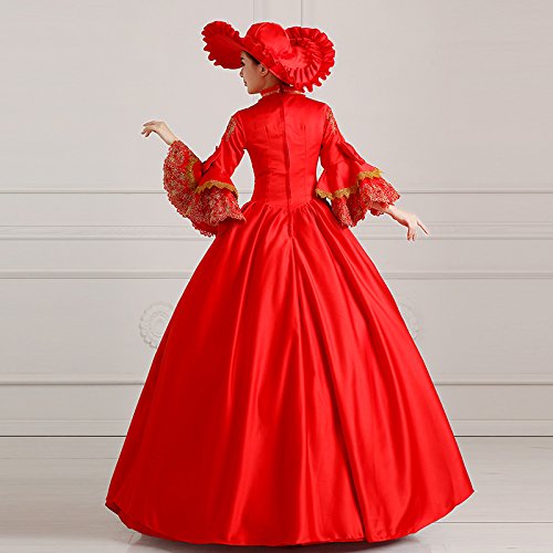 Victorian Renaissance Queen Costume for Women - Elegant Rococo Masquerade Ball Gown with Long Sleeves | Perfect for Halloween, Cosplay, Themed Parties & Historical Reenactments