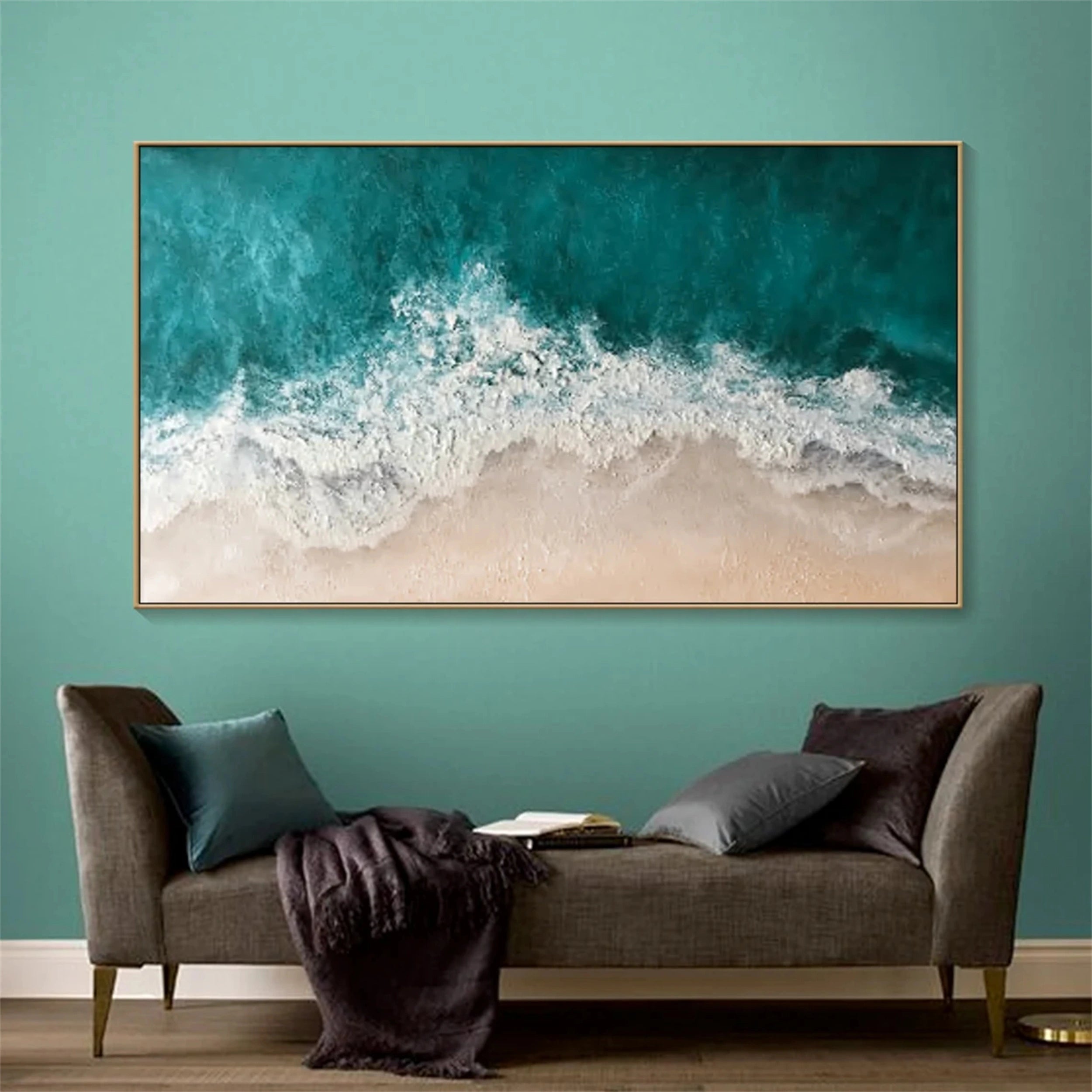 Ocean and Sky Painting #OS 071 - Handmade Canvas Wall Art for Home & Office Decor - Perfect for Living Room, Bedroom or Office Wall Decor