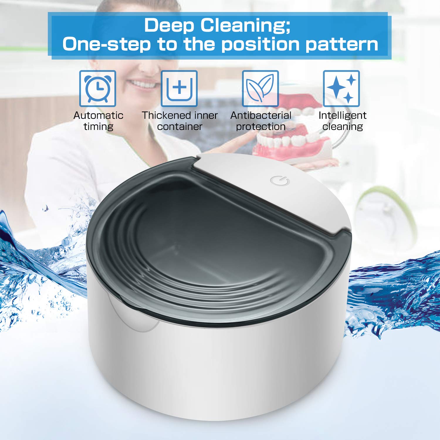 BlumWay Sonic Denture Cleaner for Retainers & Aligners - 5 Min Quick Clean | Home & Travel Use