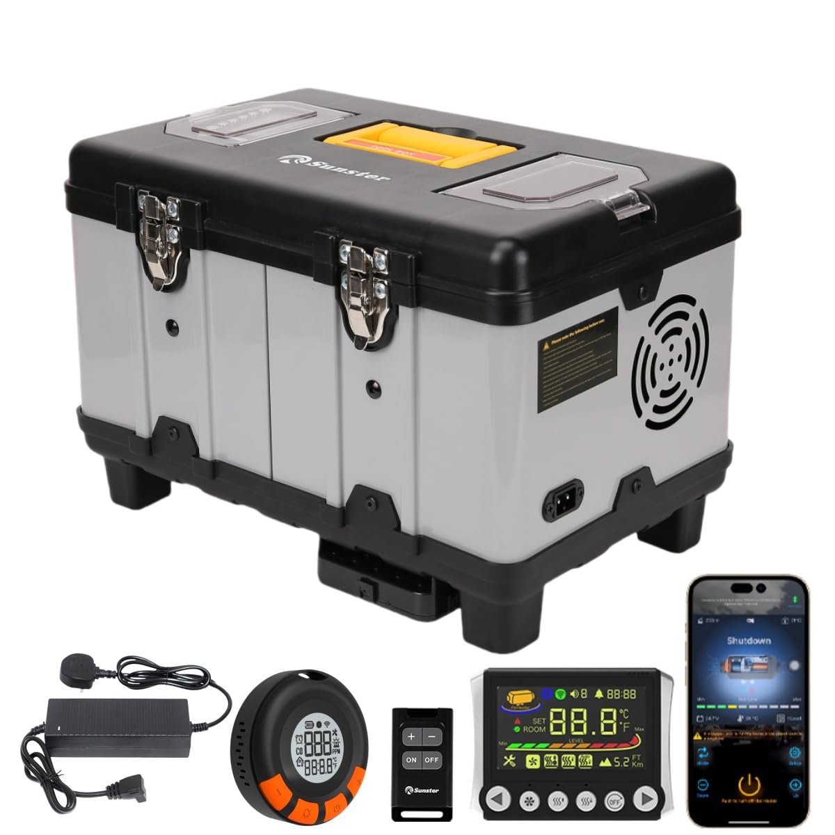 TB10PRO 8KW Portable Diesel Air Heater - 12V/24V/110V Multi-Voltage Parking Heater with Bluetooth APP Control, LCD Display & CO Alarm for RV, Truck, Motorhome, Camper, Tent - Ideal for Winter Camping & Vehicle Heating