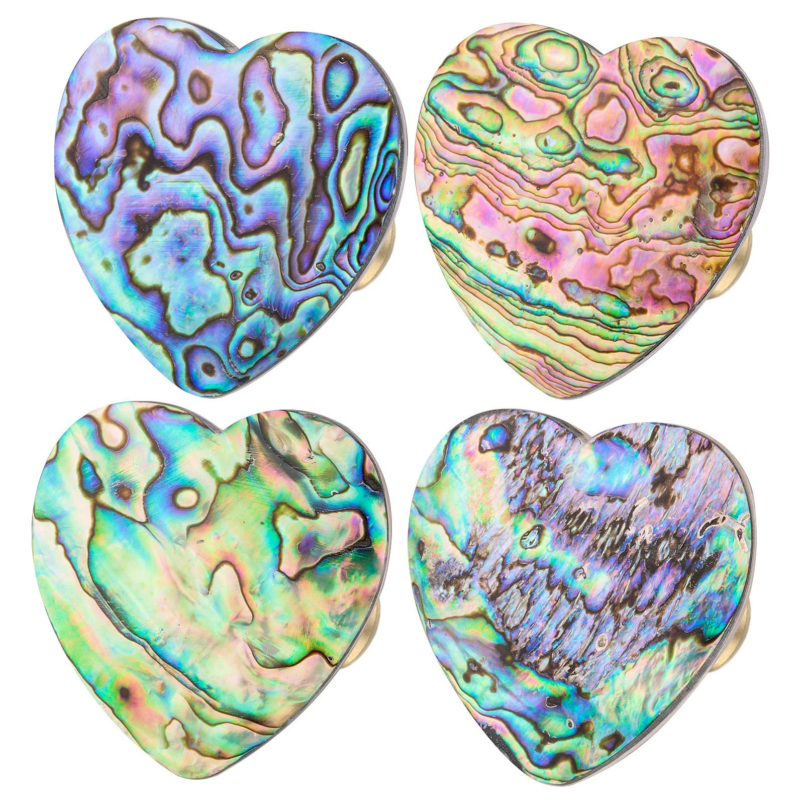 Brass Abalone Shell Cabinet Knobs Set - 4pcs with Screws for Drawer & Closet