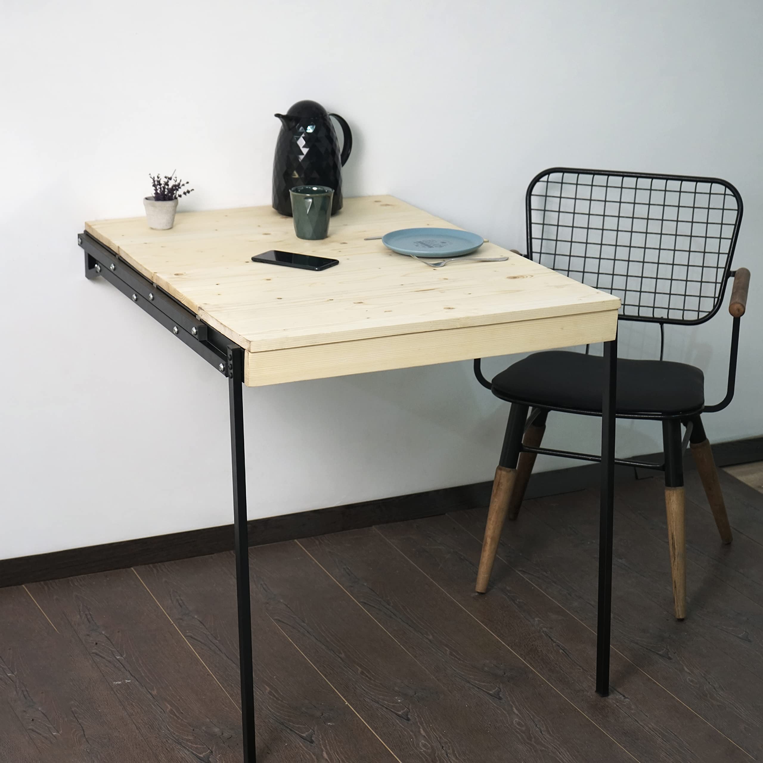 Murphy Folding Table - Space Saving Wall Mounted Dining Table & Multifunctional Desk with Storage Shelf | Perfect for Small Apartments, Tiny Homes & Studio Living