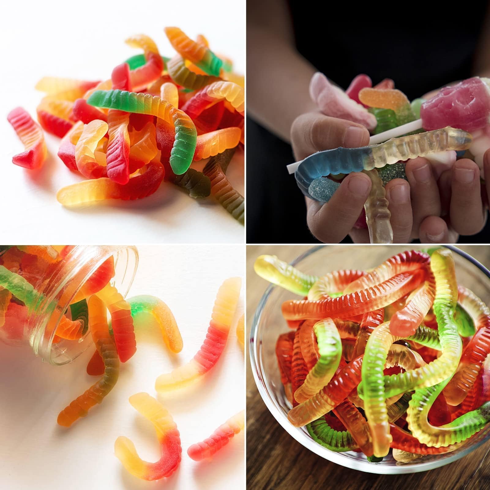 Premium Silicone Gummy Worm Molds Set of 4 - Candy, Chocolate & Ice Cube Trays with 4 Droppers - Perfect for DIY Treats, Baking Decorations & Party Favors