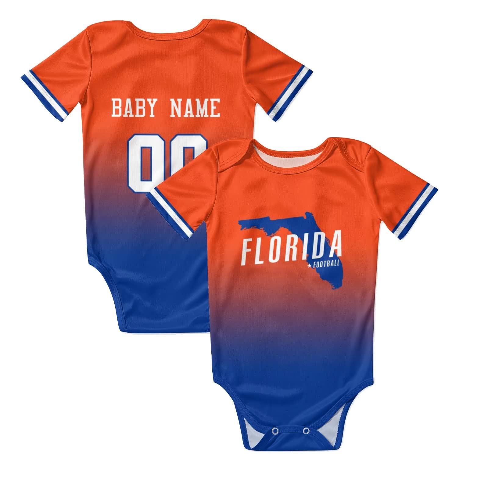 Custom Football Baby Onesie - Personalized Jersey with Name & Number - Gradient Baby Clothes for Boys & Girls - Perfect Fan Gifts for Game Day & Family Photos