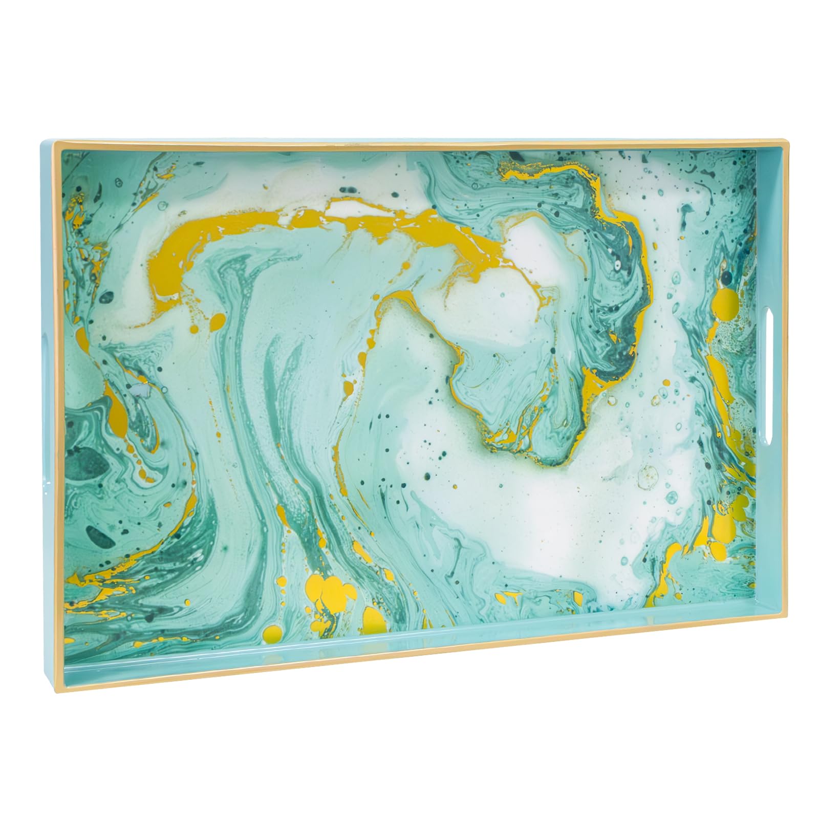 MAONAME Turquoise Serving Tray with Handles - 15.7