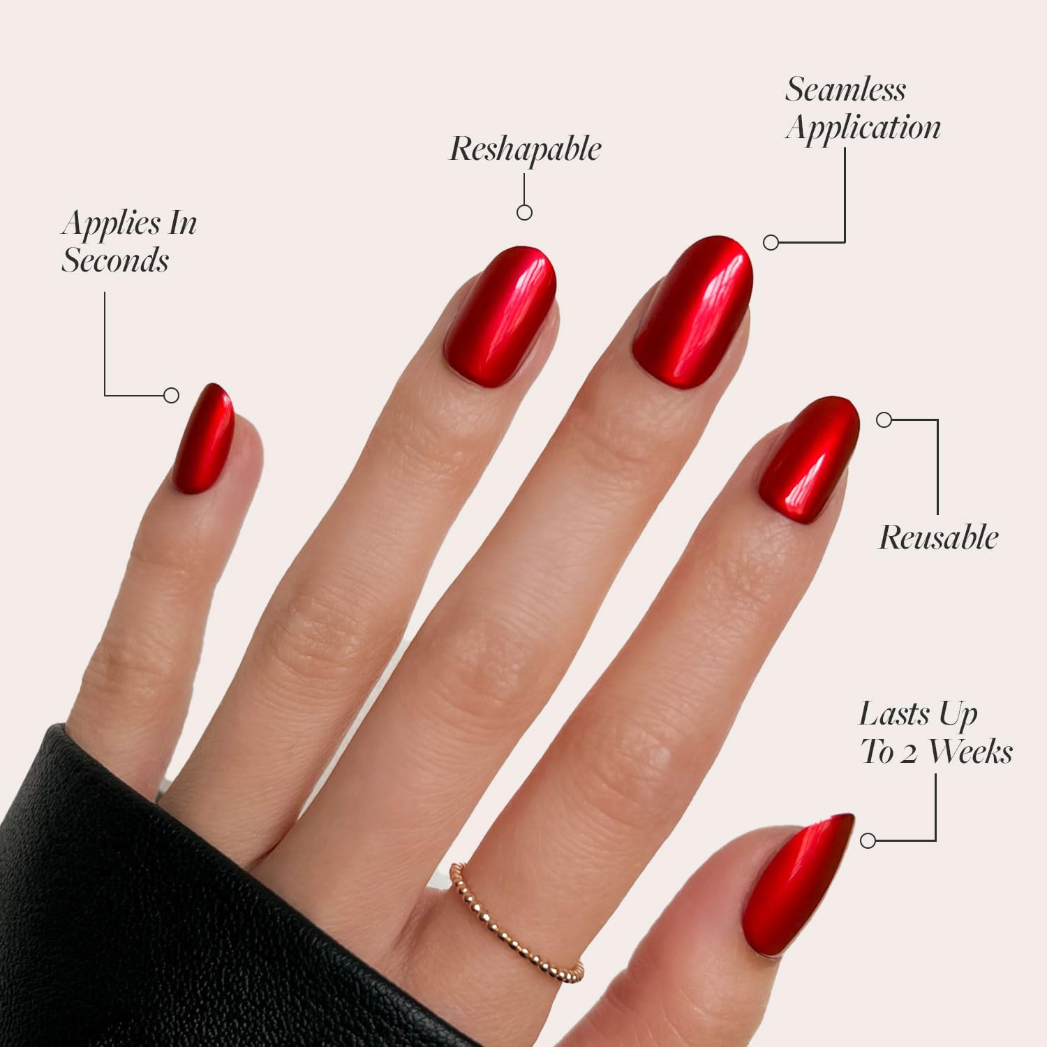 Glamnetic Press On Nails - Cherry Glaze | Short Round Bright Cherry Red Fake Nails with Glossy Finish | 15 Sizes & 30 Pieces Kit with Nail Glue | Perfect for Parties, Weddings, and Everyday Wear