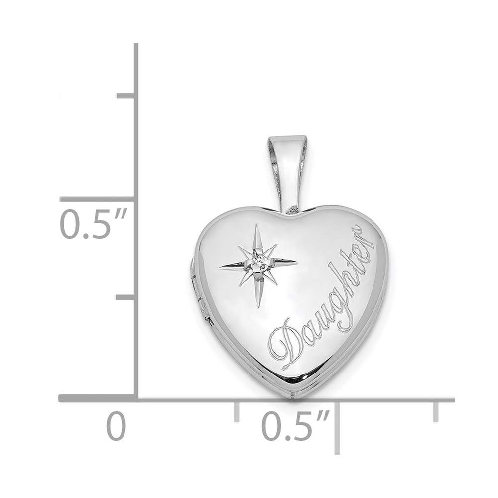 Sterling Silver 12mm Heart Locket with Diamond - Perfect Gift for Daughter