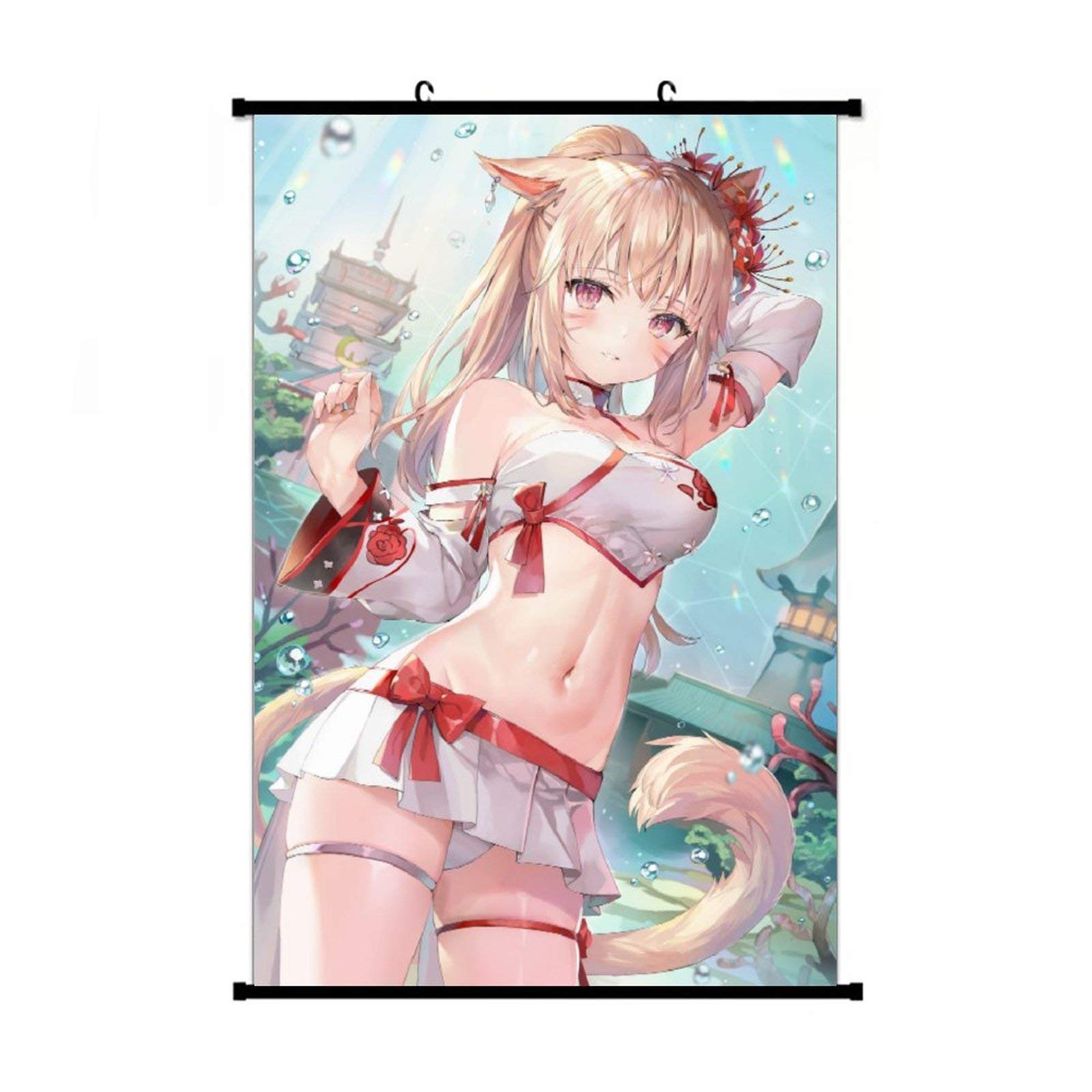 Miqote FFXIV Anime Wall Scroll - Cute Girl Canvas Painting Poster for Home & Office Wall Decor | Perfect for Gaming Rooms, Bedrooms & Anime Themed Spaces