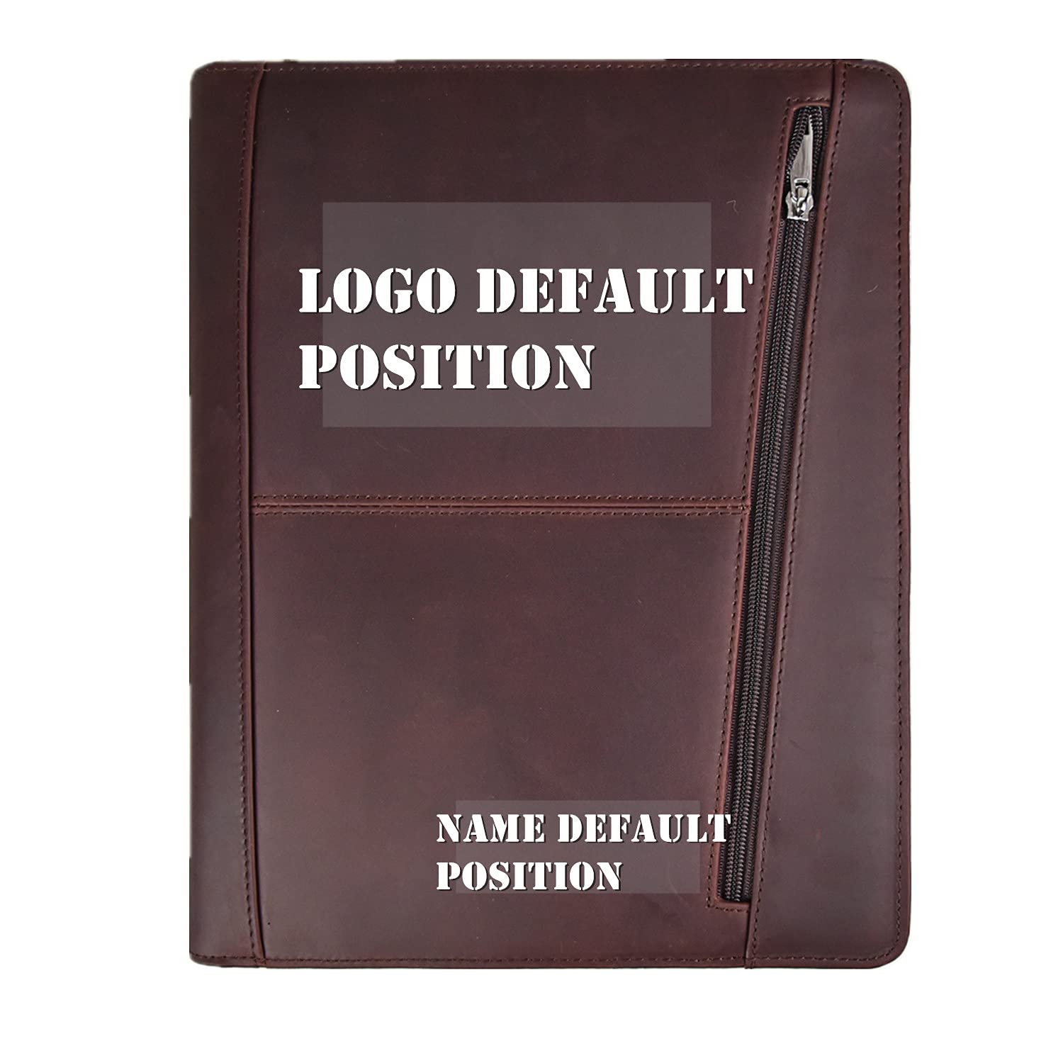 Personalized Leather Portfolio Folio - Custom Engraved Name Business Zipper Padfolio for Men, Tablet & A4 Notepad Organizer | Handmade Dark Brown Leather Gift for Professionals, Executives & Graduates | Perfect for Office Meetings, Job Interviews & Corporate Events