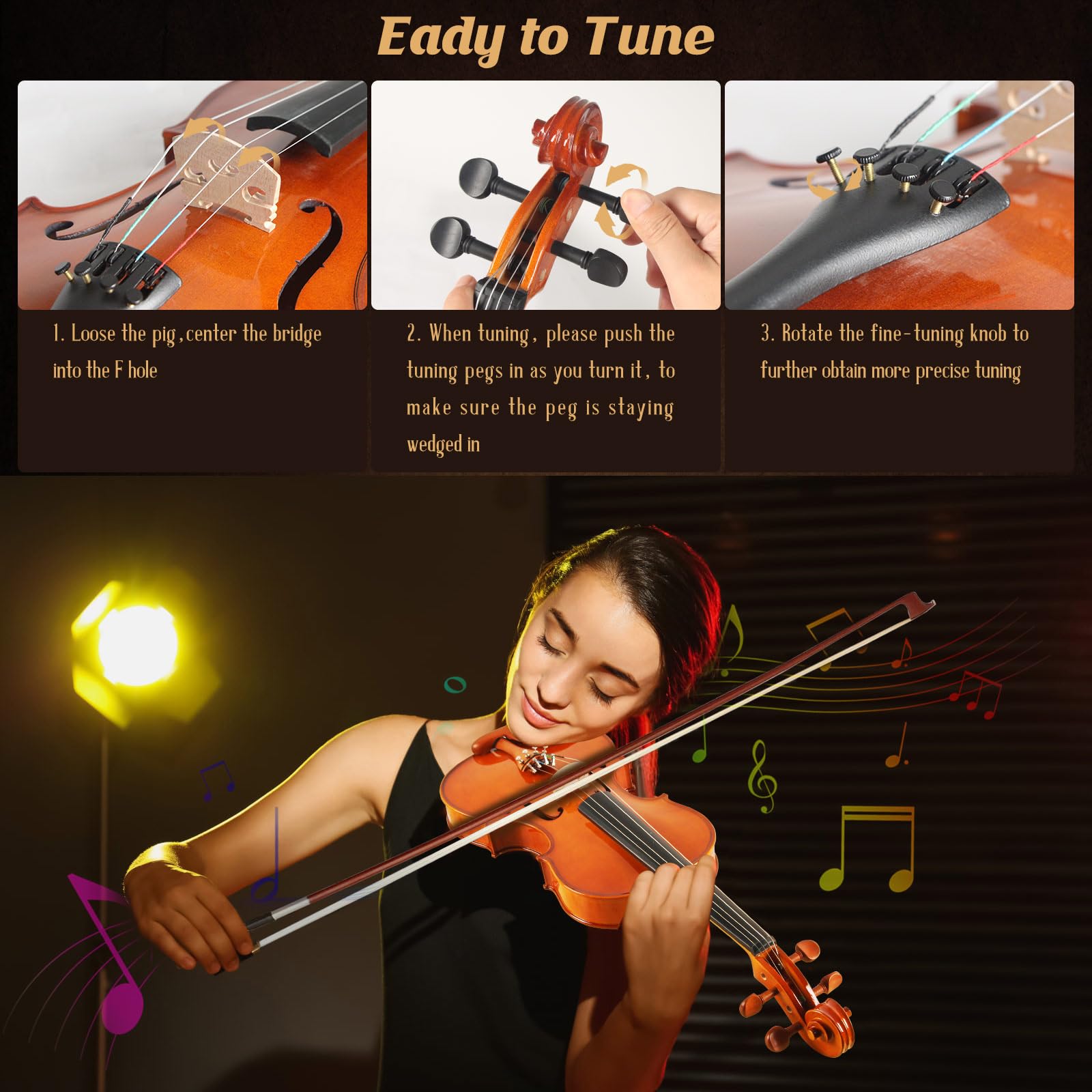Best Beginner Viola Set (CVA-400) - 13 Inch Solid Wood Acoustic Viola with Hard Case, Bow & Rosin - Ideal for Students, Music Classes & Gifts - Perfect for Home Practice, School Orchestra & Musical Performances