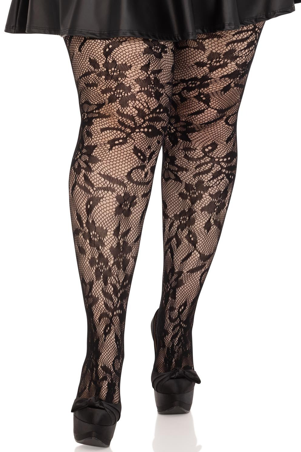 Chantilly Lace Tights for Women - Elegant Sheer Fishnet Stockings with Floral Pattern, Comfortable Stretchable Nylon Blend - Perfect for Weddings, Parties, Date Nights and Special Occasions