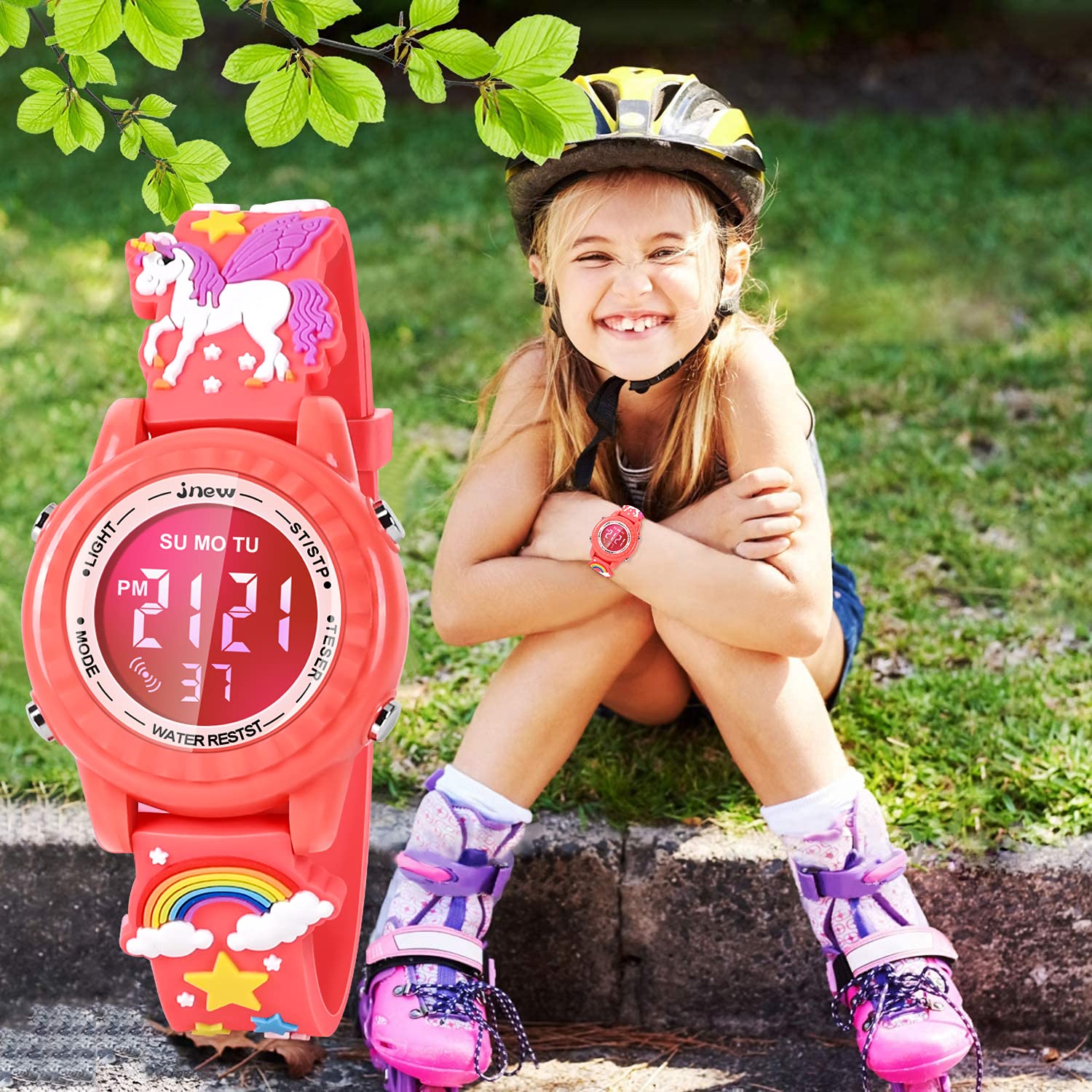 **3D Cartoon Waterproof Kids Watches with Alarm - Best Digital Toy Gift for Girls Age 3-10 - Perfect for School, Swimming & Outdoor Play**