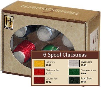 Hemingworth Embroidery Thread Set - 6 Spools for Christmas Crafts, DIY Sewing, Quilting & Holiday Decorations - Premium Cotton Thread for Hand & Machine Embroidery