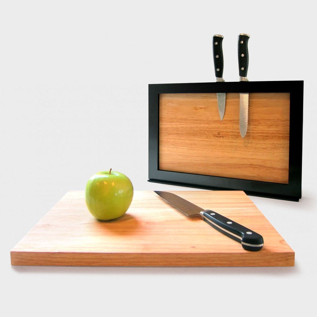 MoMA Premium Bamboo Cutting Board with Built-in Knife Holder - Eco-Friendly Kitchen Organizer for Chopping, Slicing & Food Prep - Perfect for Home Chefs & Modern Kitchens