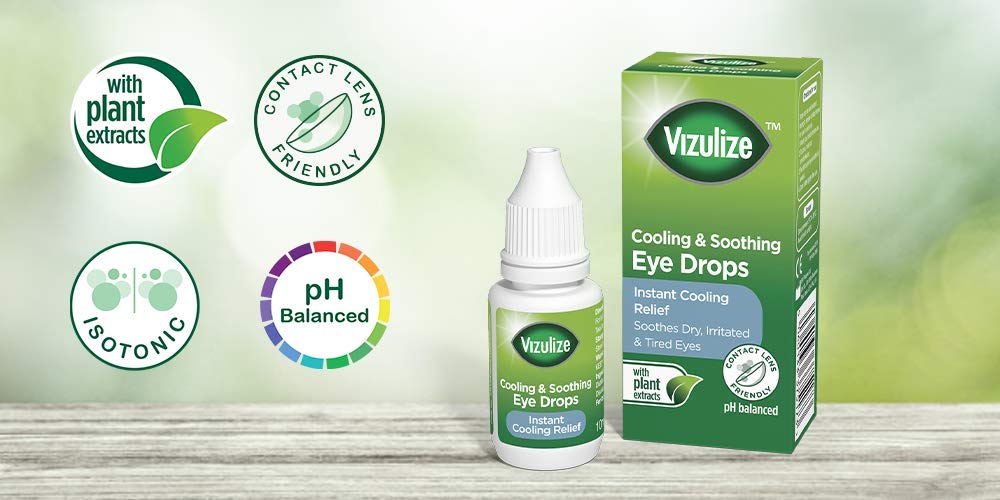 Vizulize Cooling & Soothing Eye Drops 10ml - Instant Relief for Dry, Irritated, Tired Eyes - Perfect for Computer Users, Contact Lens Wearers & Allergy Sufferers