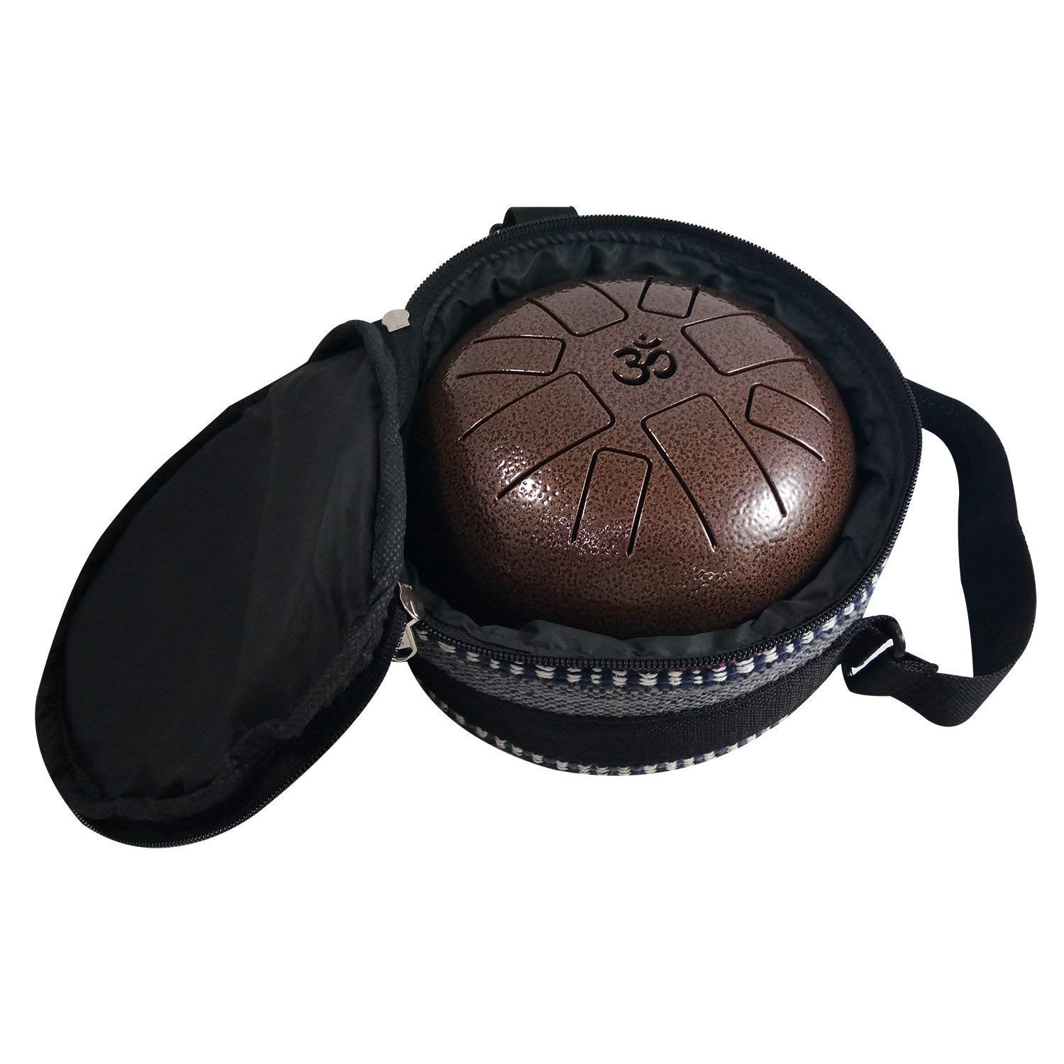 OM Tongue Drum 7 Inch - Premium Steel Handpan Drum with Bag & Mallets - Gold Percussion Instrument for Meditation, Yoga & Music Therapy