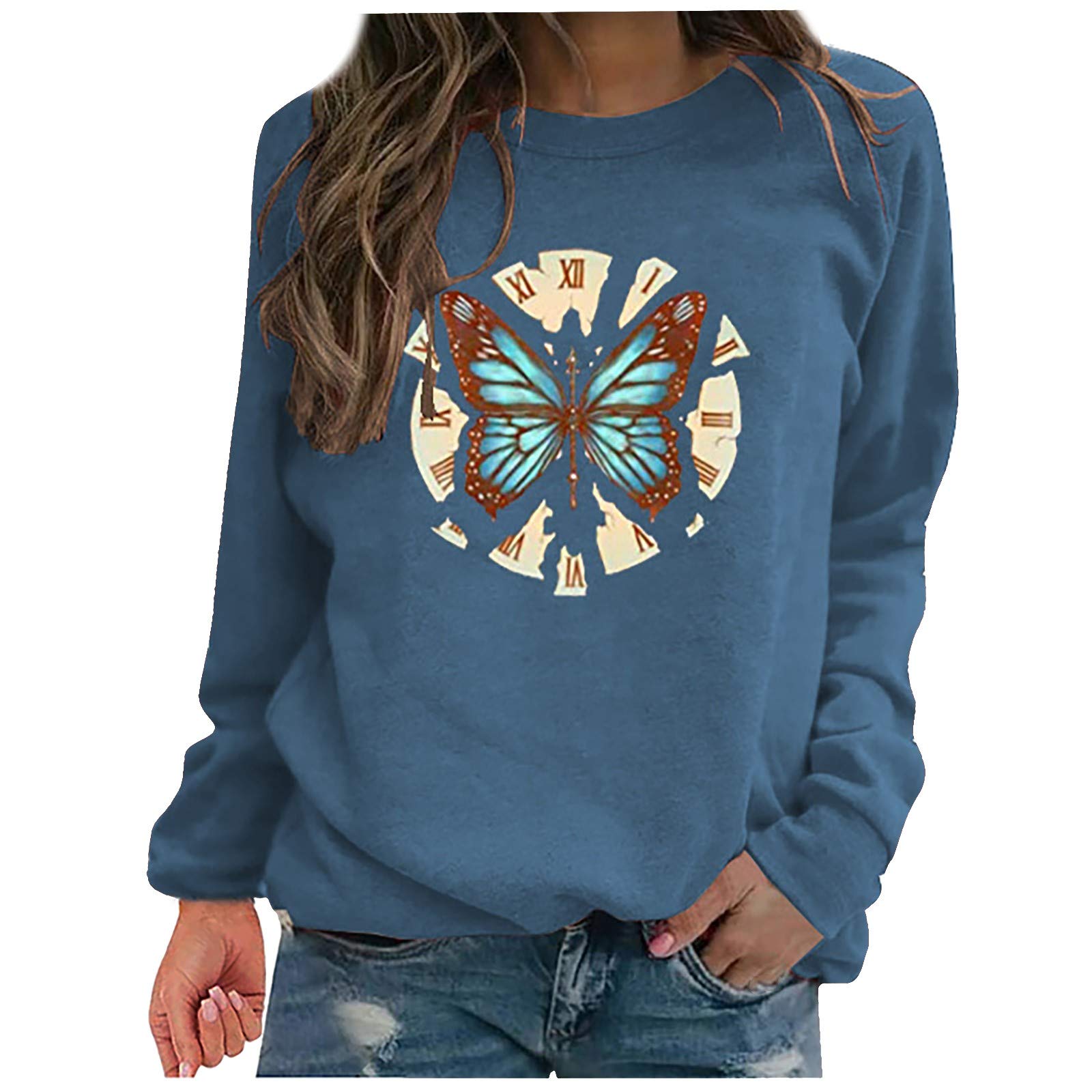 Posijego Women's Fall Winter Graphic Crewneck Sweatshirt - Fashionable Casual Pullover for Women | Perfect for Autumn Layering, Winter Outfits & Cozy Lounge Wear