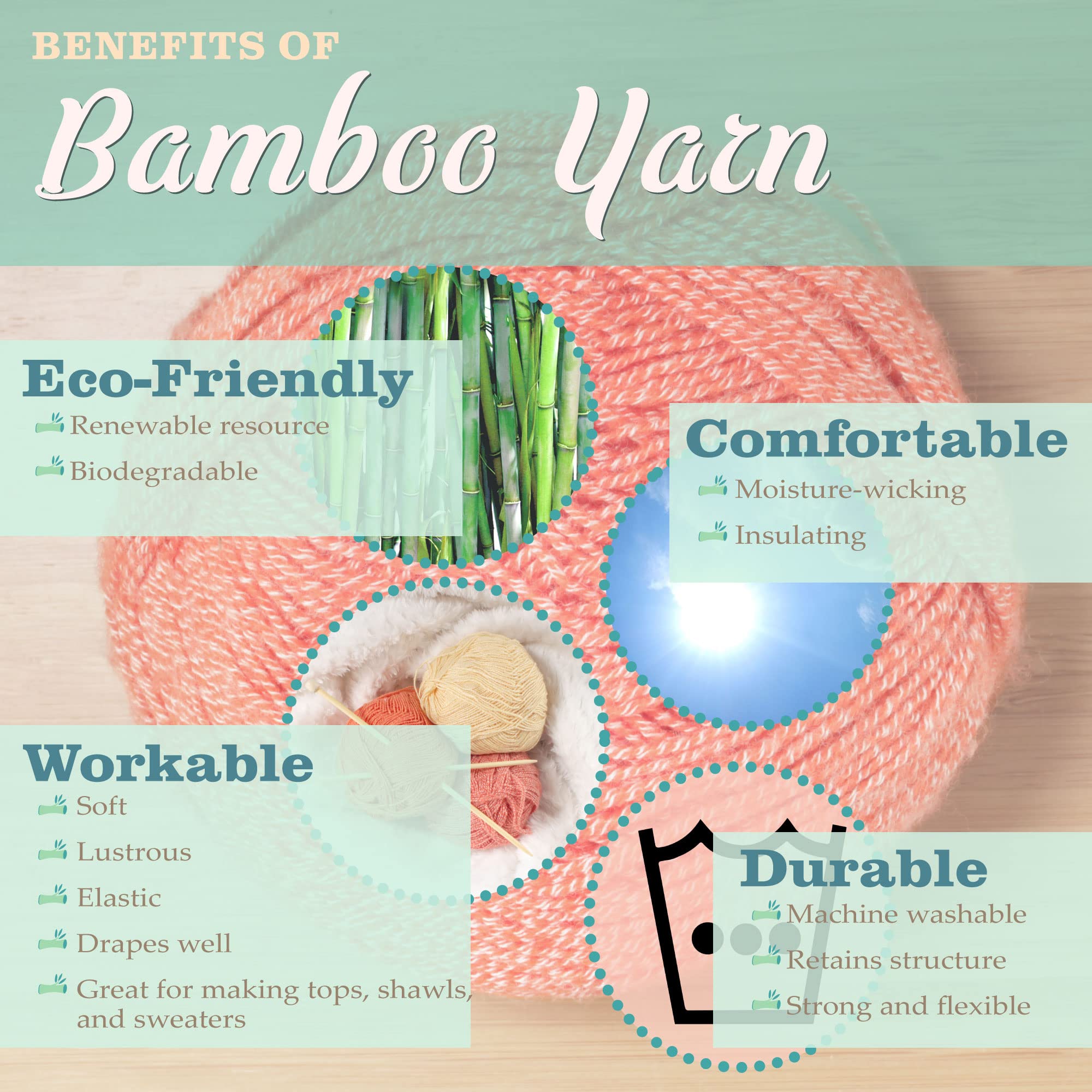 JubileeYarn Soft & Slim Baby Weight Yarn - Rayon Bamboo Wool Blend (50g/Skein) - Milk Chocolate (2 Skeins) - Perfect for Knitting Baby Clothes, Blankets & Crochet Projects
