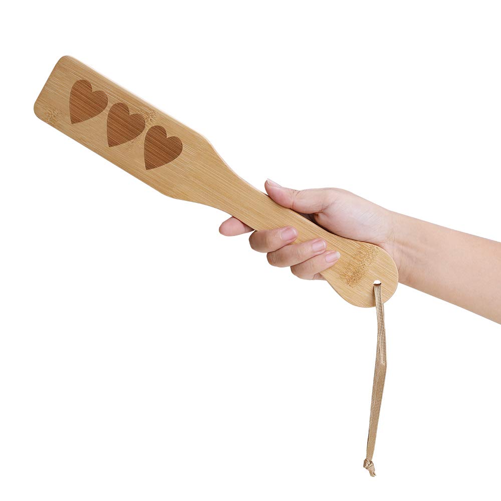 Premium 12.5 Inch Bamboo Spanking Paddle for Adults - Heart-Shaped BDSM Toy for Sensual Play & Couples Bonding - Perfect for Spanking Games, Role Play & Intimate Moments