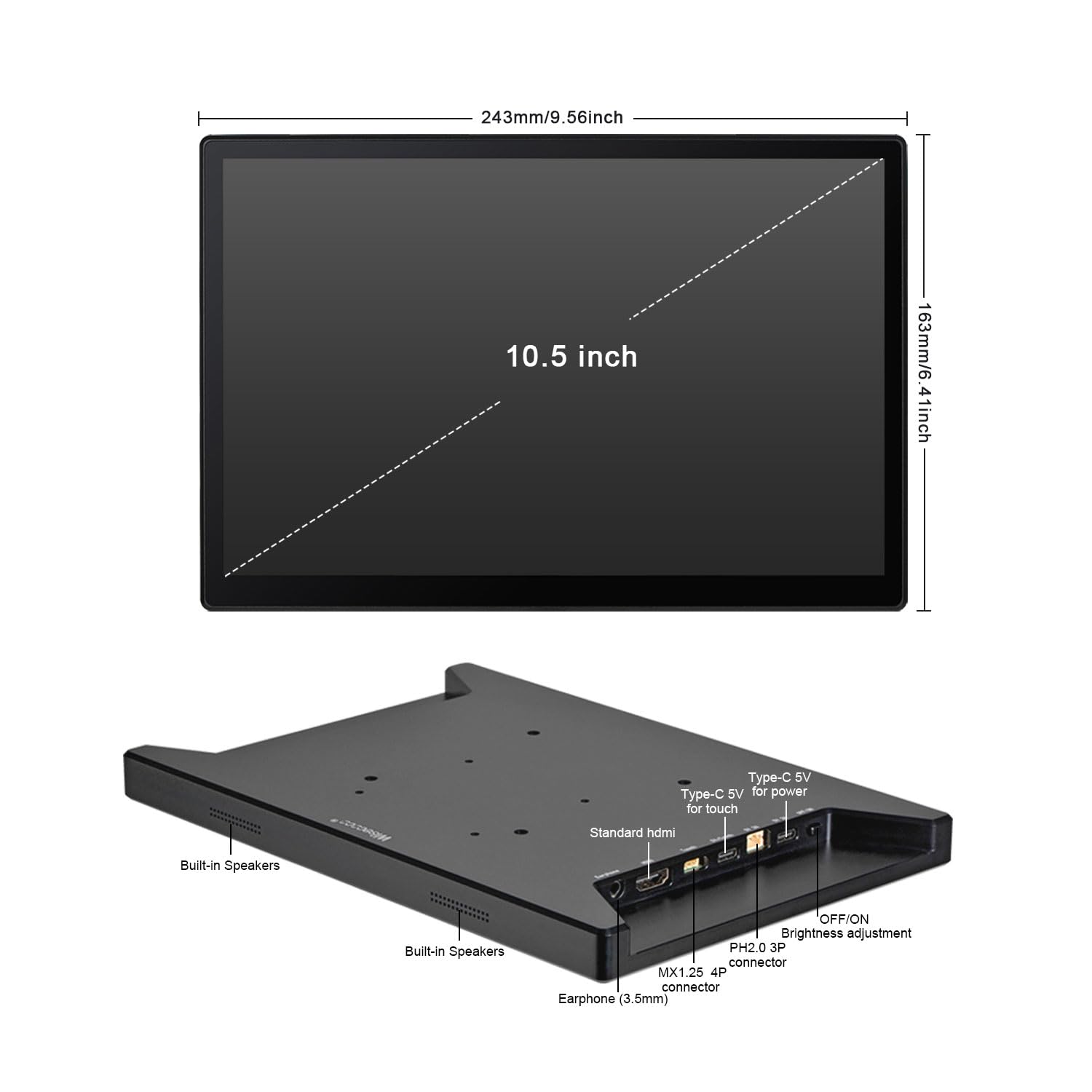 10.5 Inch Touchscreen Monitor for Raspberry Pi 5/4B/3B - 2560×1600 2K OLED Display with HDMI Port - Compatible with Jetson Nano & Windows - Perfect for DIY Projects, Gaming, and Portable Workstations
