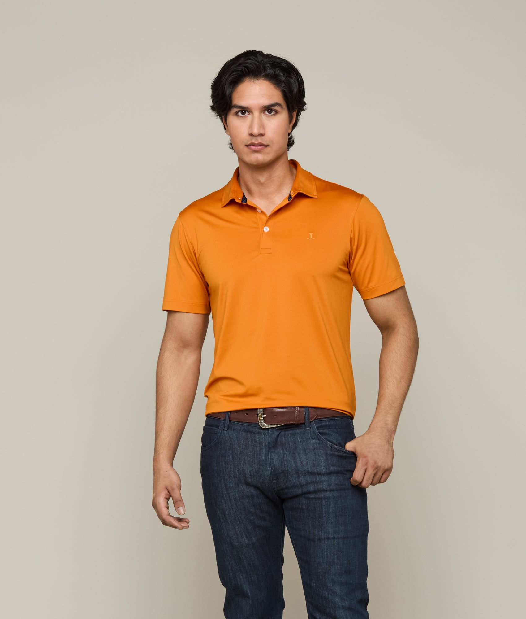 Lucchese Men's Golf Polo Shirt - UT Burnt Orange, Moisture-Wicking, Breathable & UV Protection - Perfect for Golf, Casual Wear & Outdoor Activities