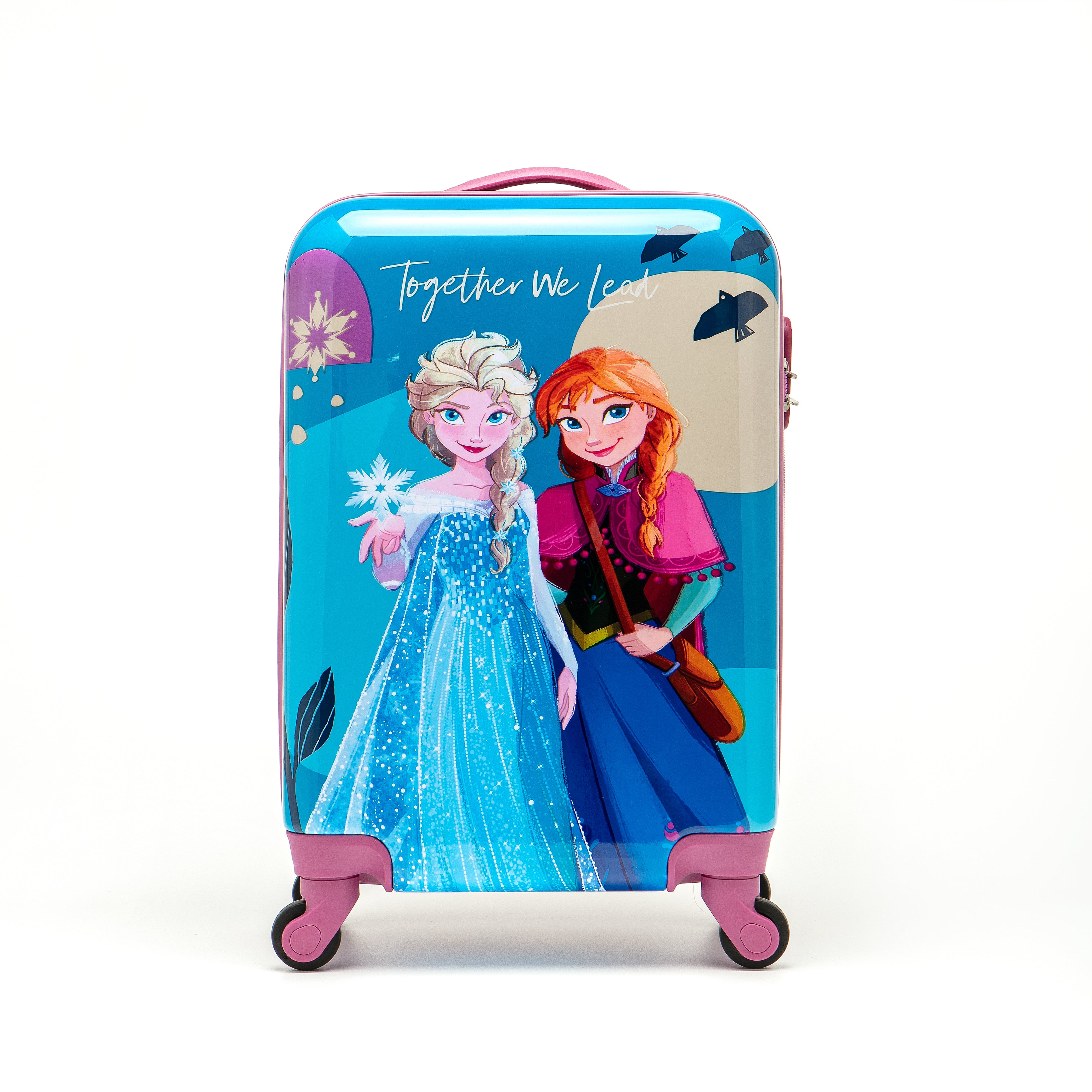 Disney Frozen DIS206 19-Inch Small 4-Wheel Hard Shell Suitcase for Kids - Lightweight Carry-On Luggage with Spinner Wheels, Blue & Pink - Perfect for Travel, School Trips & Sleepovers