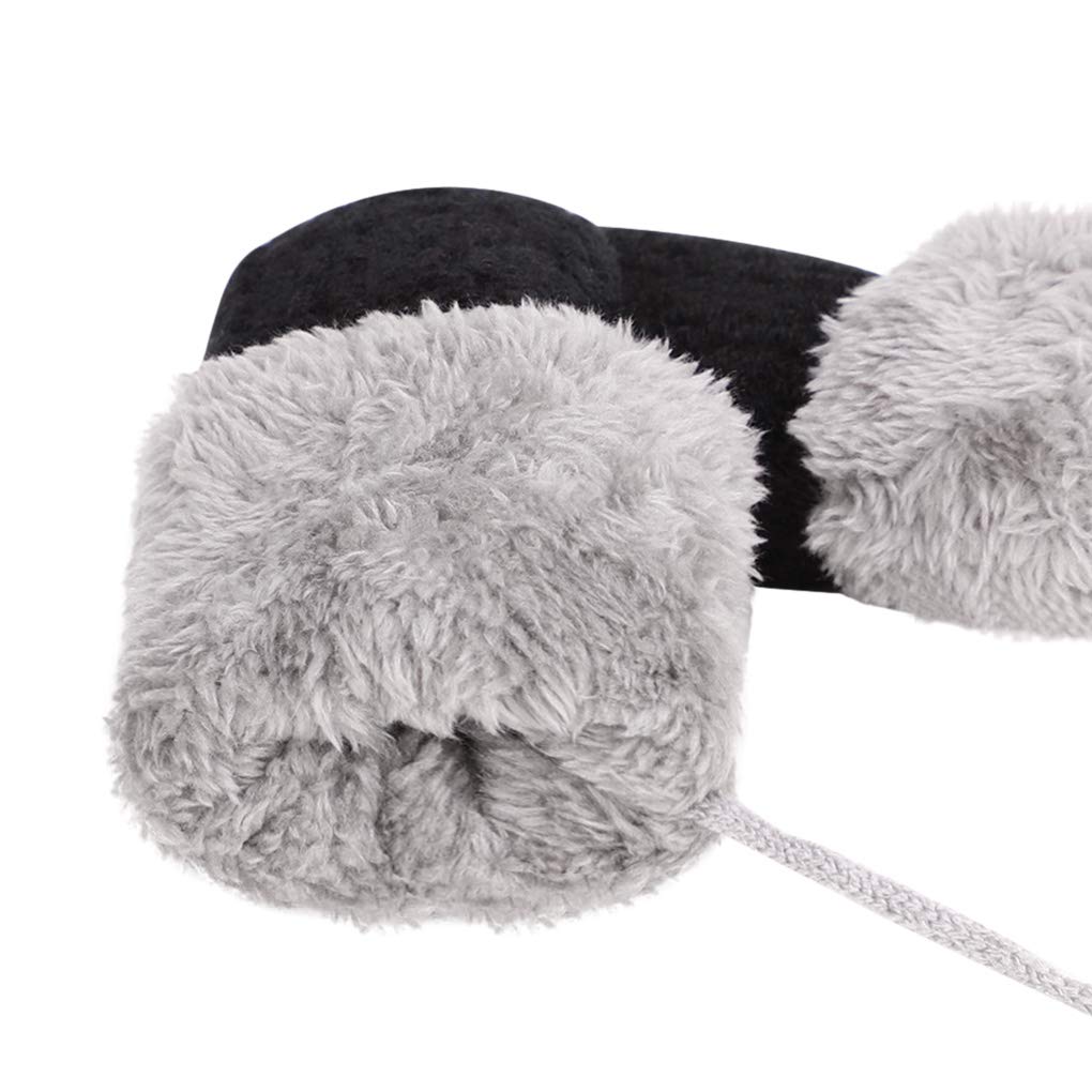 Kids Double Layer Knitted Winter Gloves for Toddlers 1-4 Years - Warm Plush Hanging Neck Mittens with Rope, Full Finger Wrist Protection - Perfect for Outdoor Play, Snow Activities & Christmas Gifts for Boys & Girls