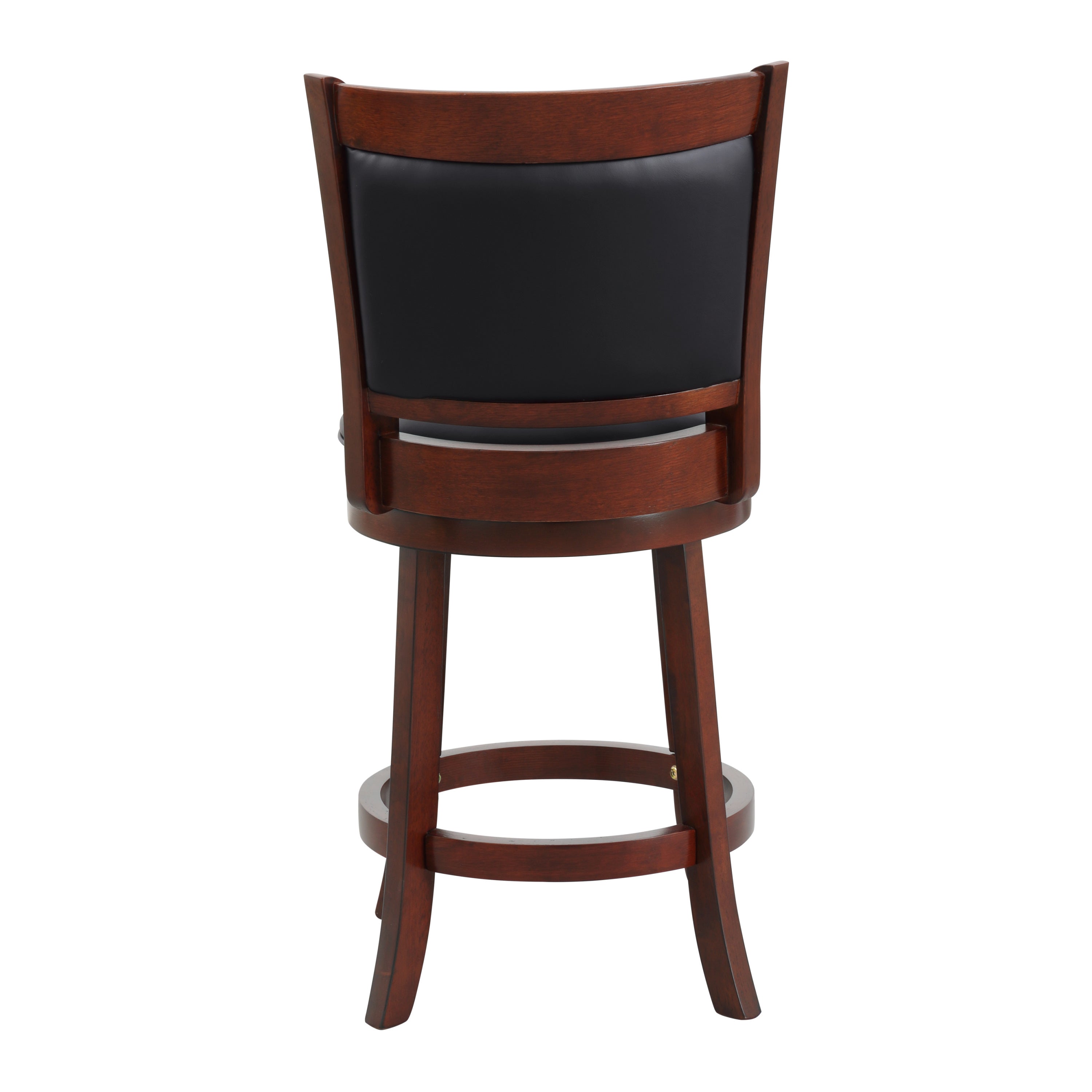 Swivel Counter Height Bar Stool - Dark Cherry Faux Leather Upholstered Seat with Solid Wood Base - Comfortable Kitchen Island & Home Bar Stool for Dining & Entertaining