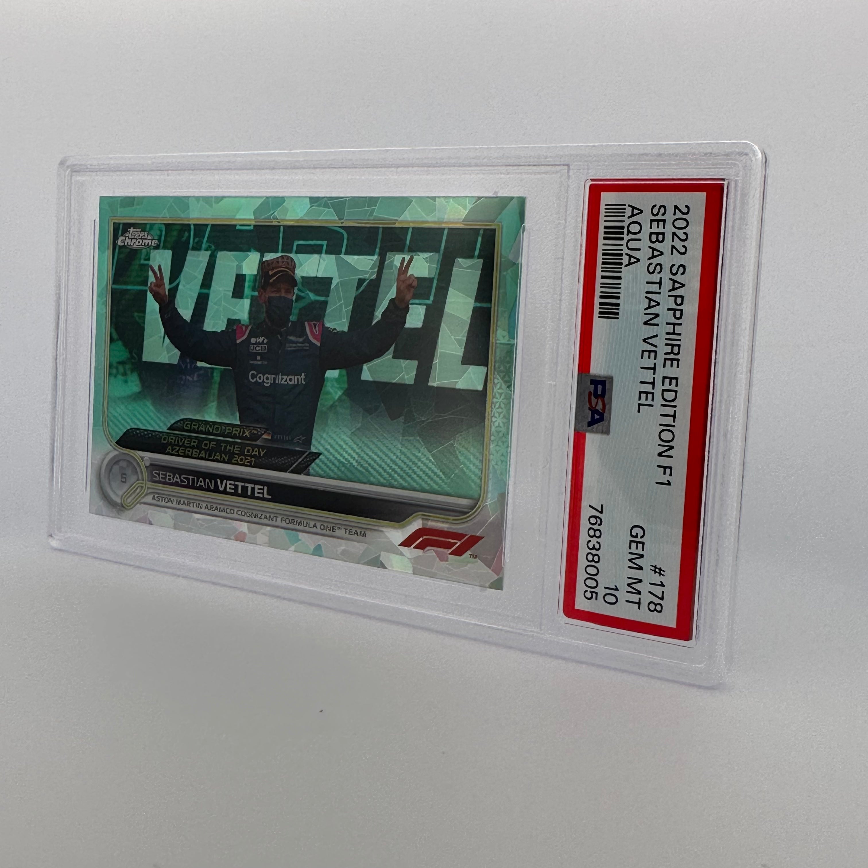 PSA 10 1994-1999 Sebastian Vettel #178 Sapphire Edition Aqua Racing Card - Perfect for F1 Collectors & Memorabilia Displays