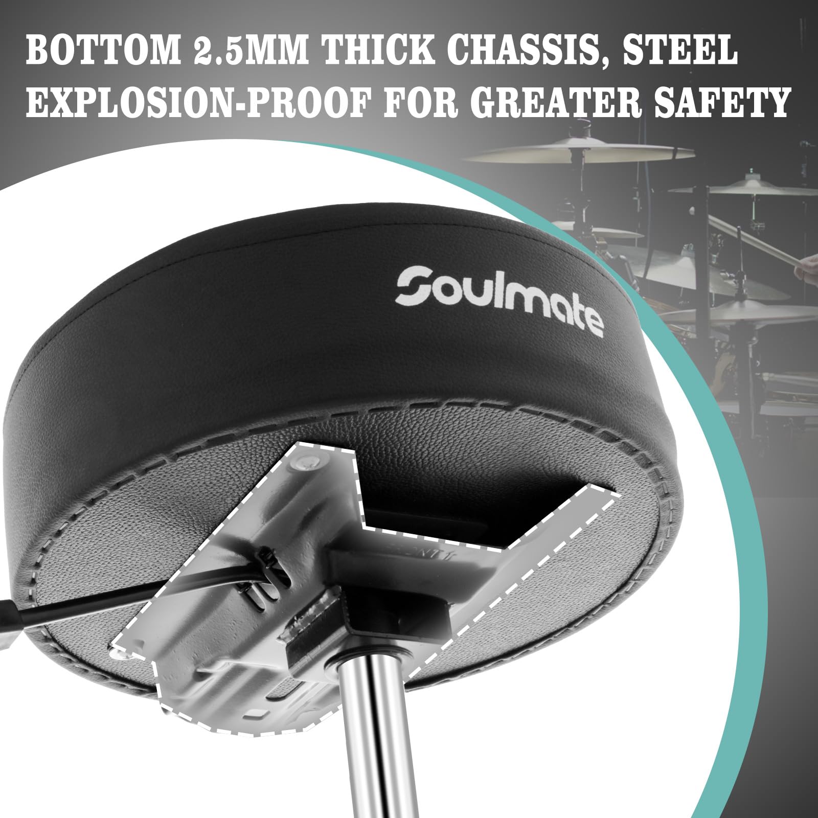 **Adjustable Hydraulic Drum Throne Stool with Padded Seat – Portable Folding Drum Chair for Kids & Beginners – Black | Perfect for Home Practice, Studio Sessions & Live Performances**