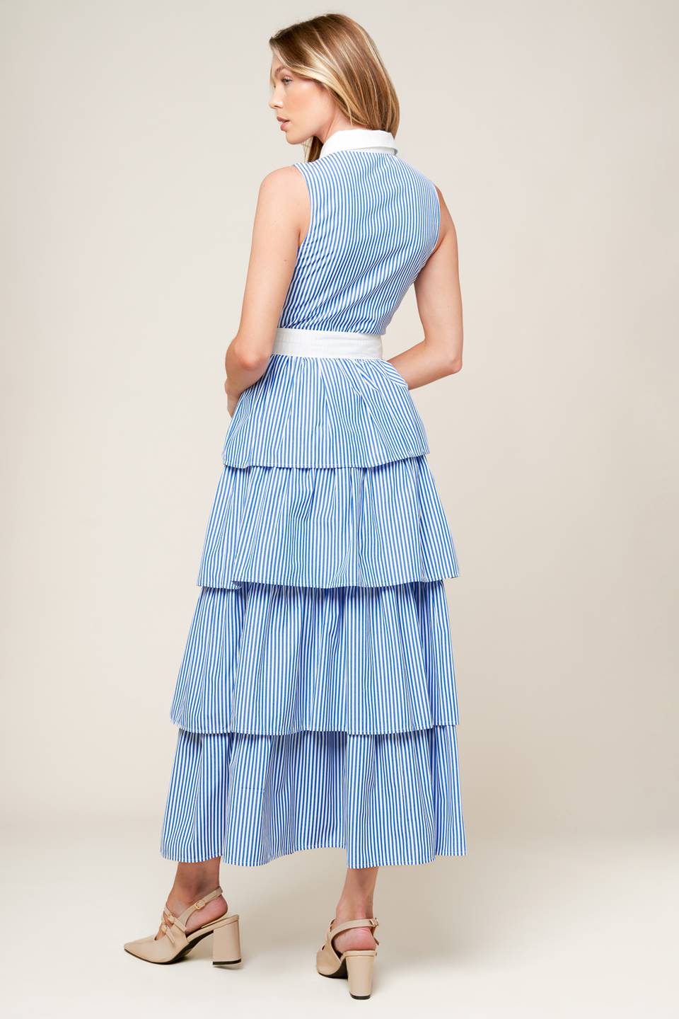 Graceful Blue & White Midi Dress - Elegant Floral Summer Dress for Women | Perfect for Beach Vacations, Garden Parties & Date Nights