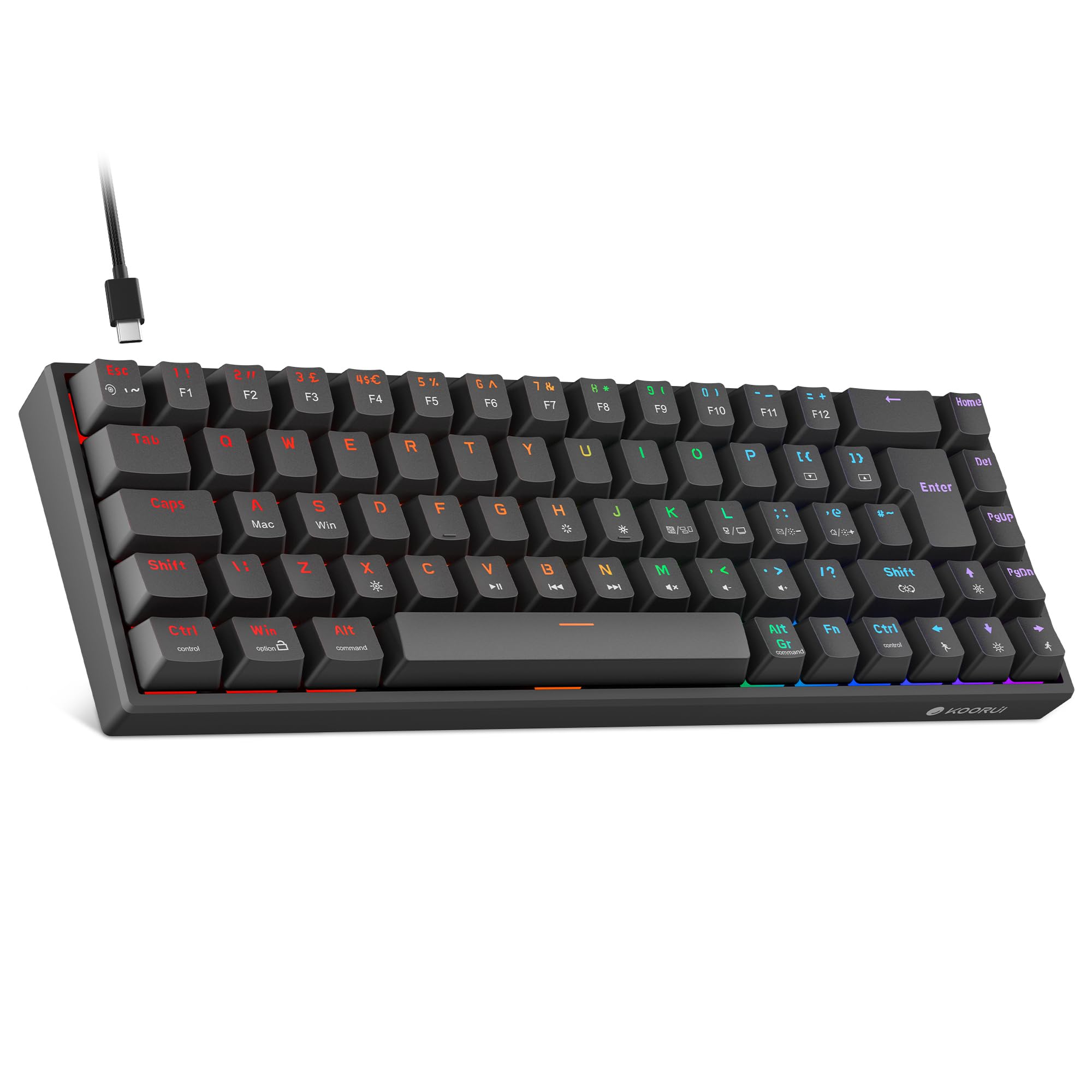 KOORUI 60% Mechanical Gaming Keyboard, Blue Switch, LED Backlit for PC/Mac/Xbox - Compact Gaming Setup