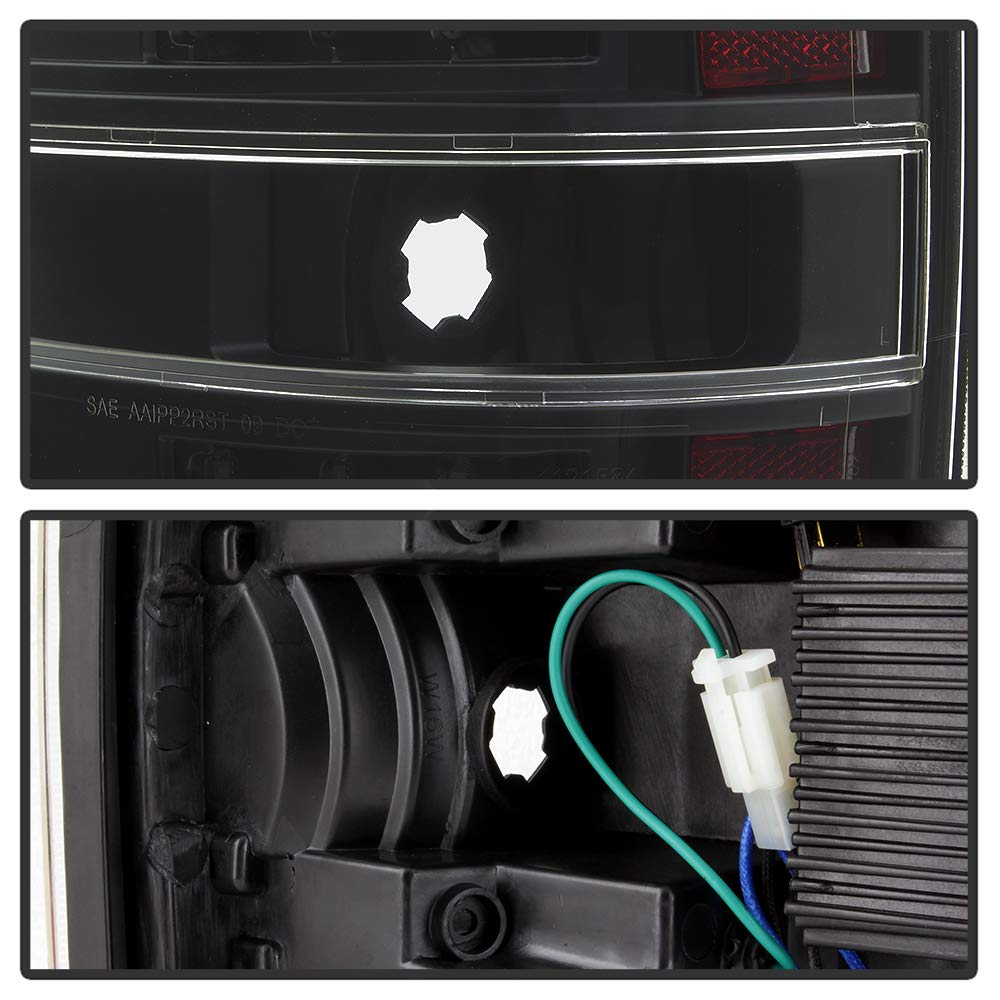 ACANII LED Tail Lights for 2009-2014 Ford F150 - Black Housing Tube Style Brake Lamps Pair (Driver & Passenger Side) - Durable & Bright Replacement for Enhanced Night Visibility & Safety