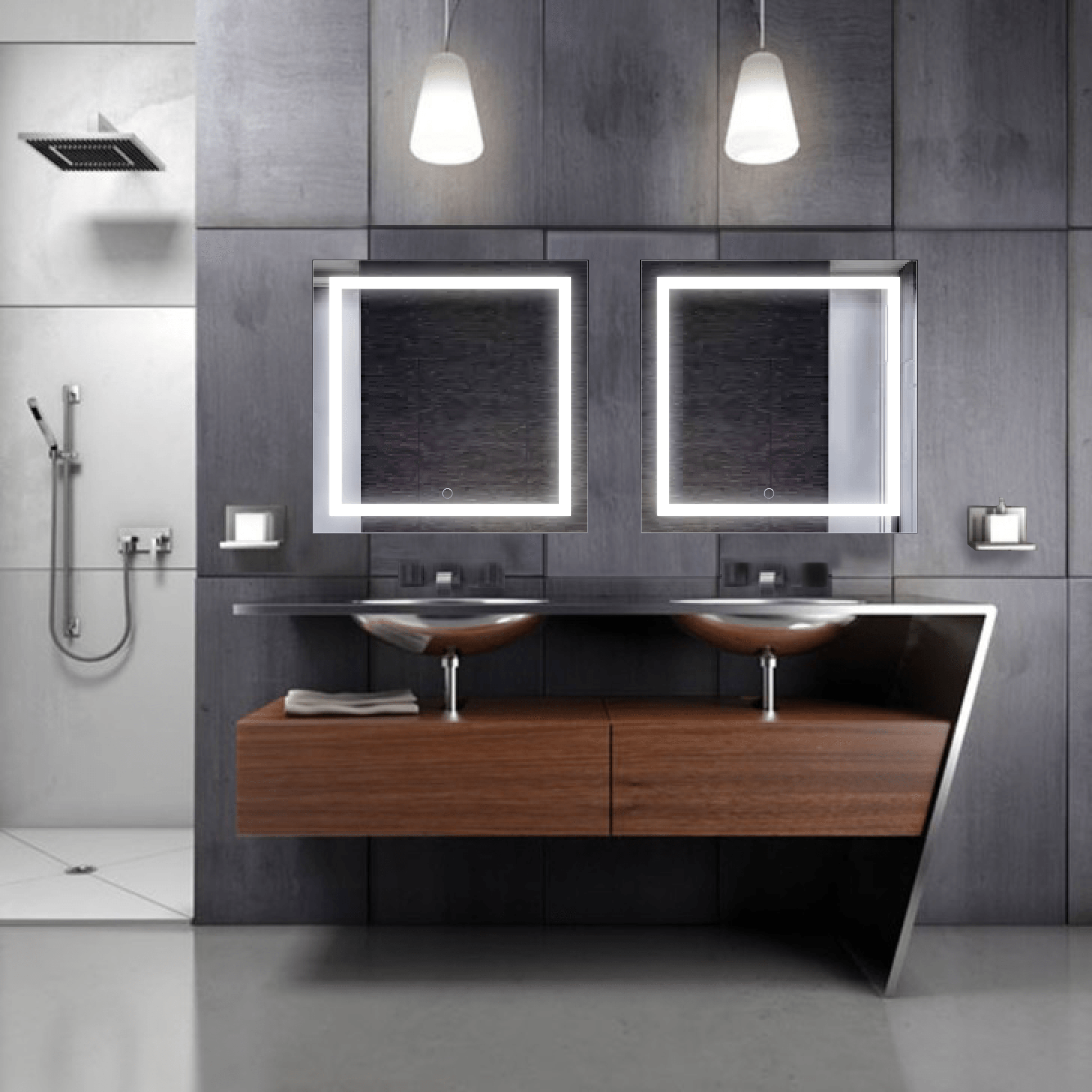 Krugg Icon 24x24 Inch LED Bathroom Mirror with Adjustable Dimmer & Anti-Fog Function - Perfect for Modern Vanity, Spa-Like Bathroom & Makeup Area Lighting