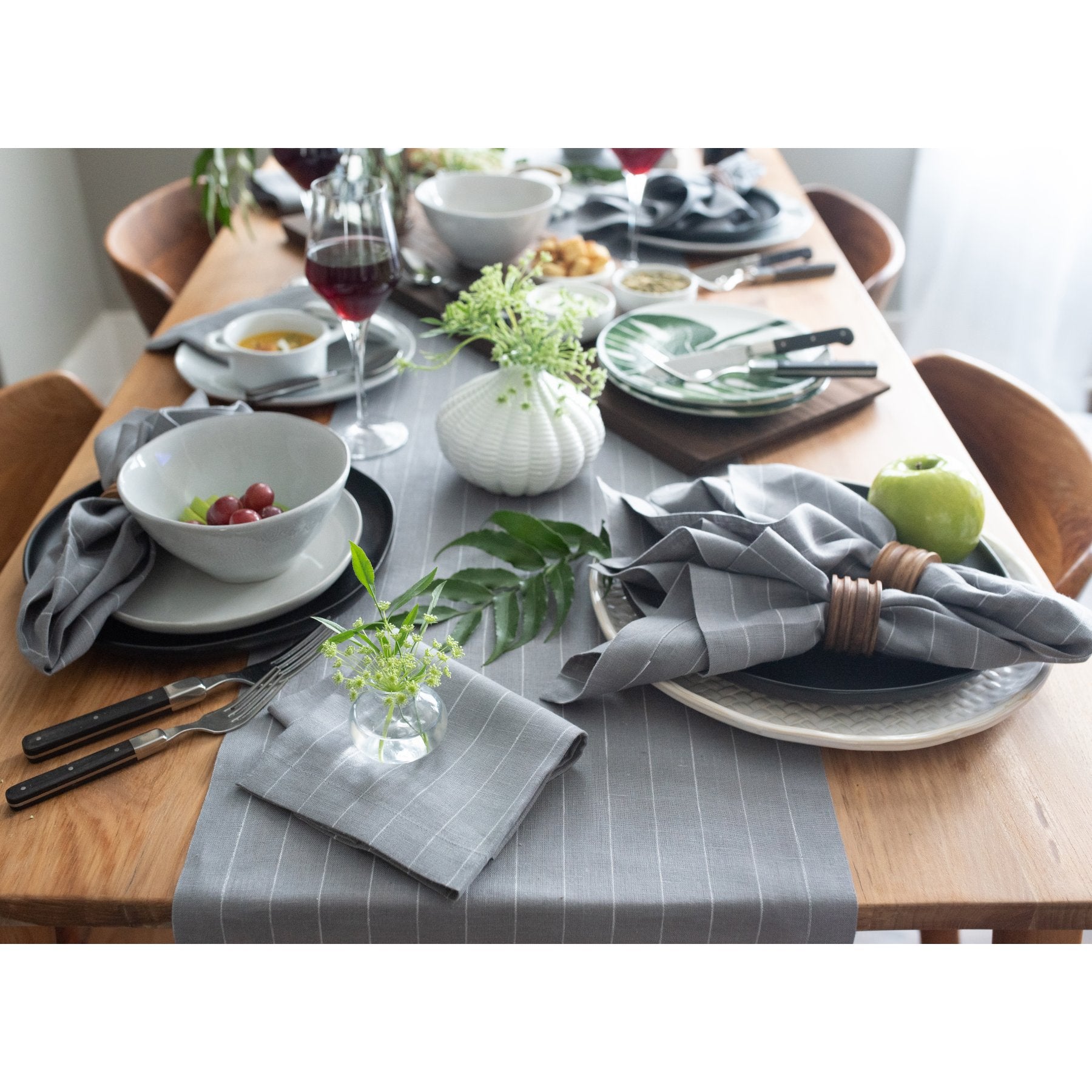 Elegant Pinstripe Table Runner - 16 Inch & 18 Inch Wide Options for Dining Table Decor | Perfect for Weddings, Parties & Holiday Tablescapes