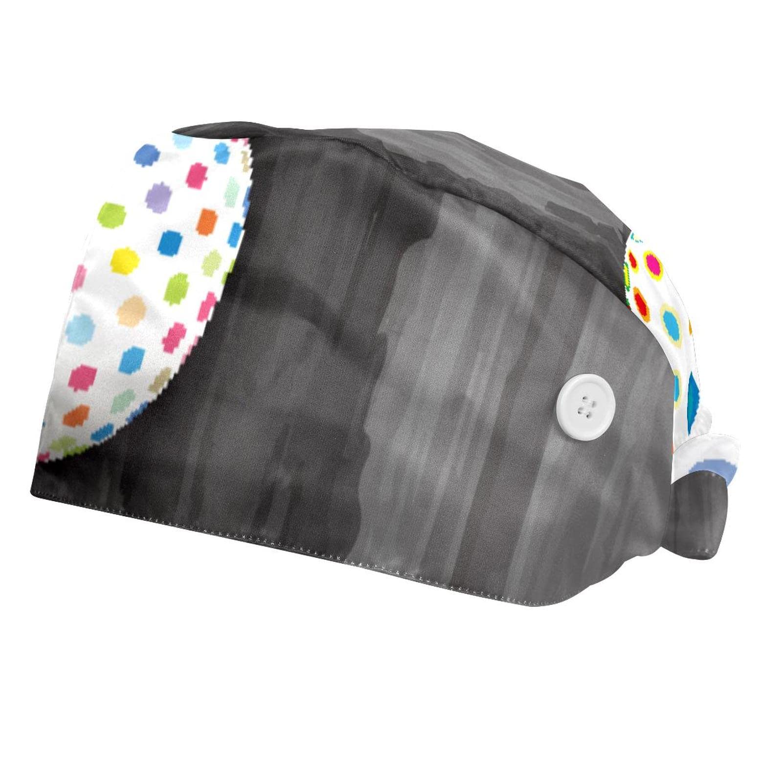 Vintage Easter Eggs Print Adjustable Working Cap with Buttons & Sweatband - Unisex Bouffant Hat for Men & Women - Perfect for Spring Festivals, Gardening, Outdoor Activities