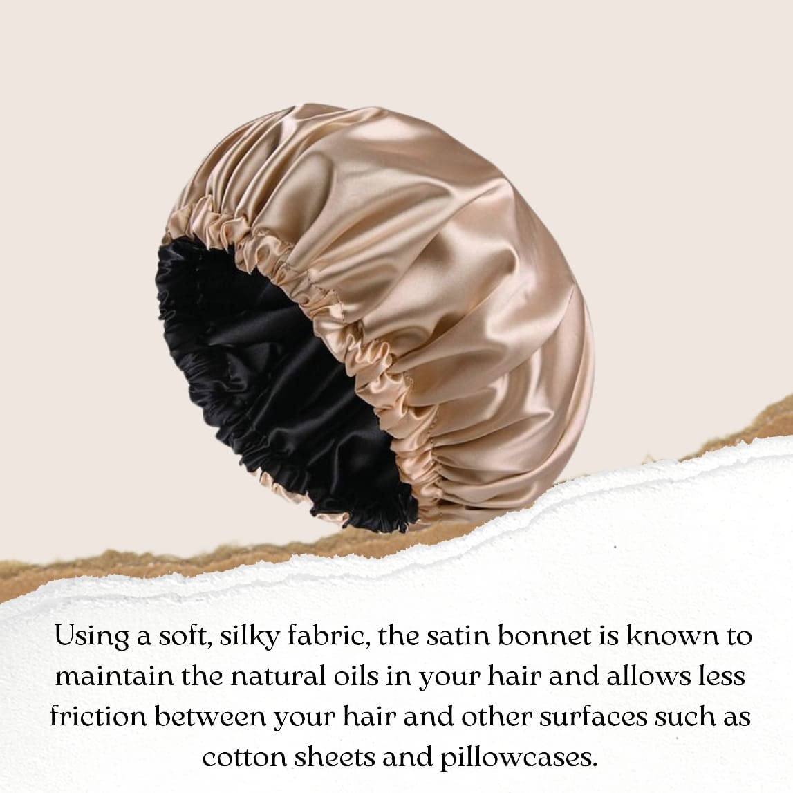 Atrube Satin Silk Hair Bonnet Cap for Sleeping - Silk Satin Scrunchies & Head Wrap for Curly Hair Protection - Soft Satin Hair Cap for Nighttime & Travel Use