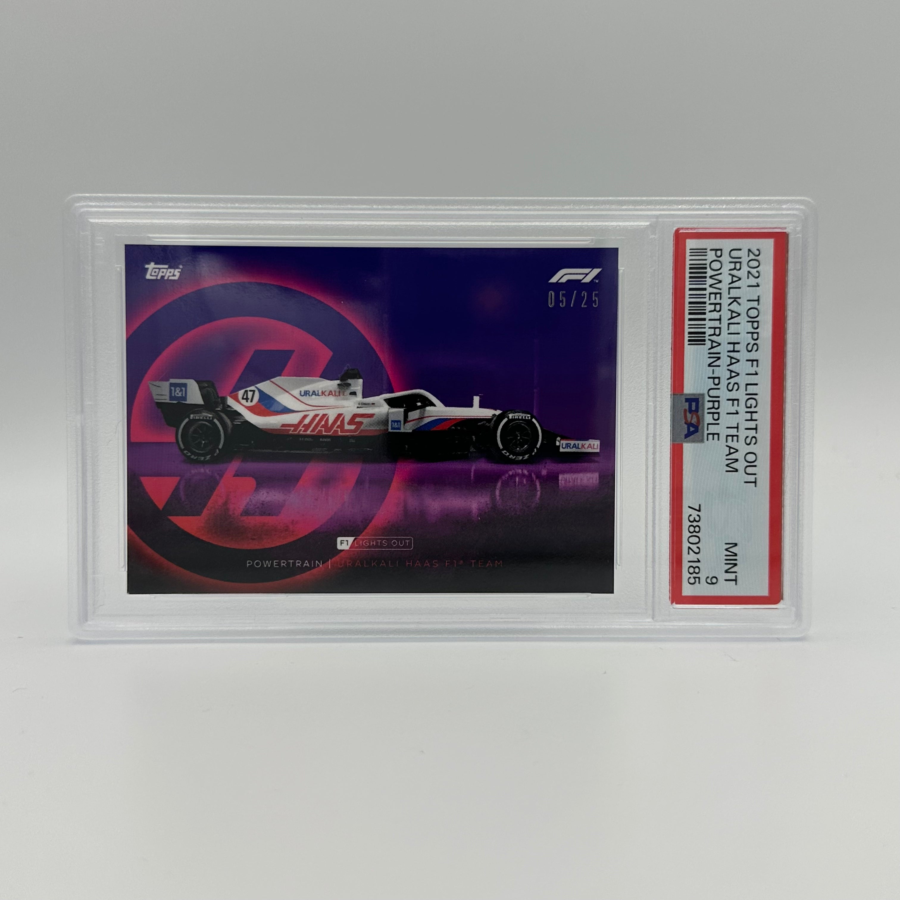 PSA 9 Graded 5/25 Uralkali Haas F1 Team Purple Power Train - Limited Edition Collectible for F1 Racing Fans & Memorabilia Display