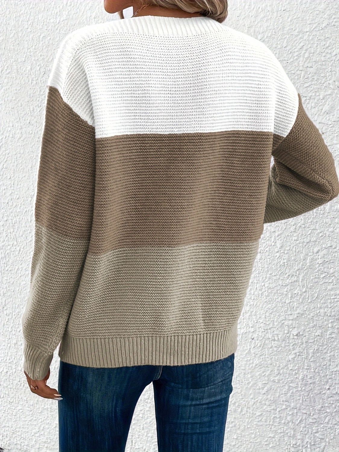Stylish Color Block Boat Neck Sweater for Women | Trendy Knit Pullover | Perfect for Fall Layering & Casual Outfits