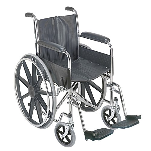 Lightweight Wheelchair for Adults - 250 lb Weight Capacity, 18 Inch Seat, Silver Frame - Ideal for Home Use, Travel & Daily Mobility
