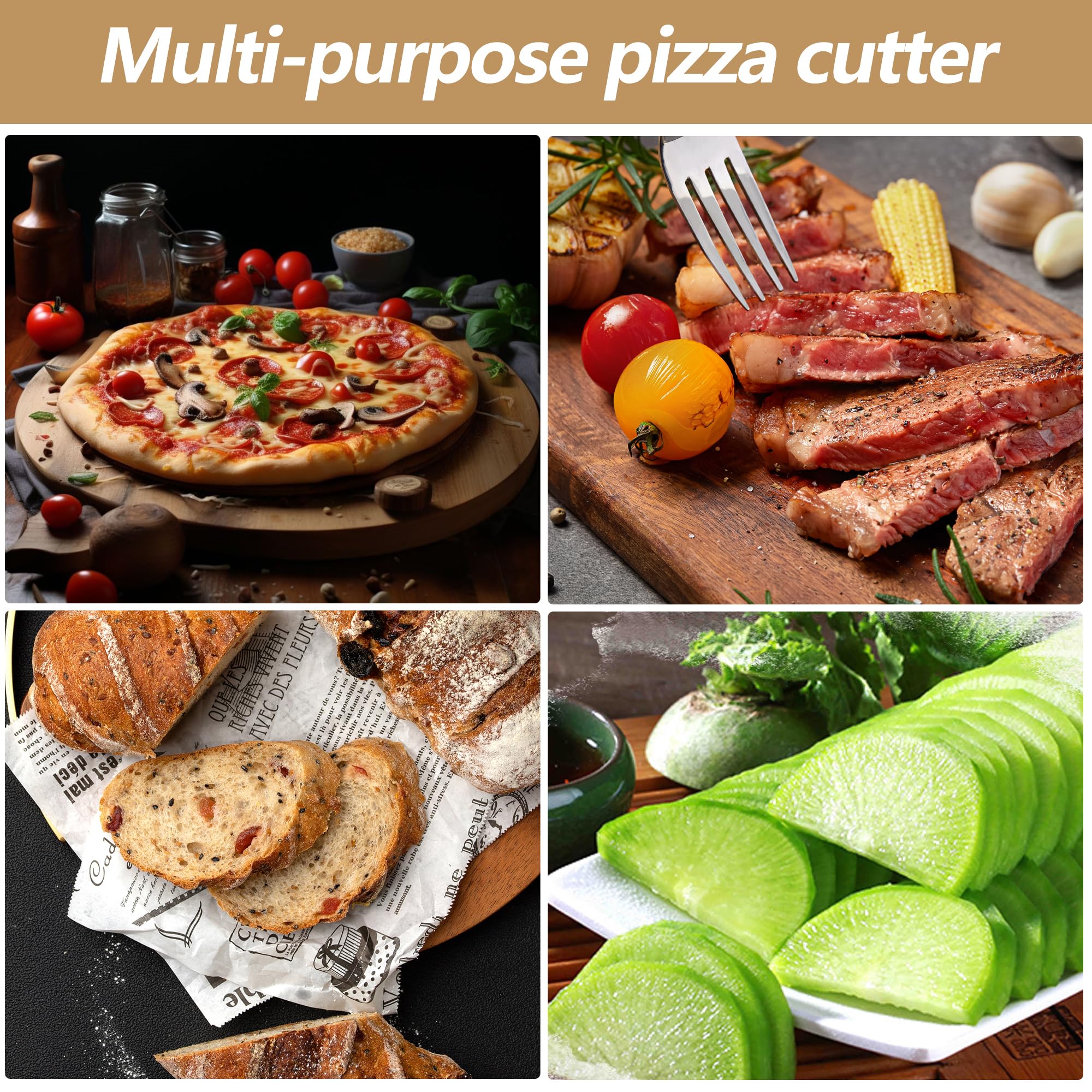 Premium Wooden Handle Pizza Cutter Wheel - Ultra Sharp Stainless Steel Blade with Removable Design - Easy Clean Pizza Slicer with Protective Case - Perfect for Home Kitchens, Pizza Parties & Restaurant Use