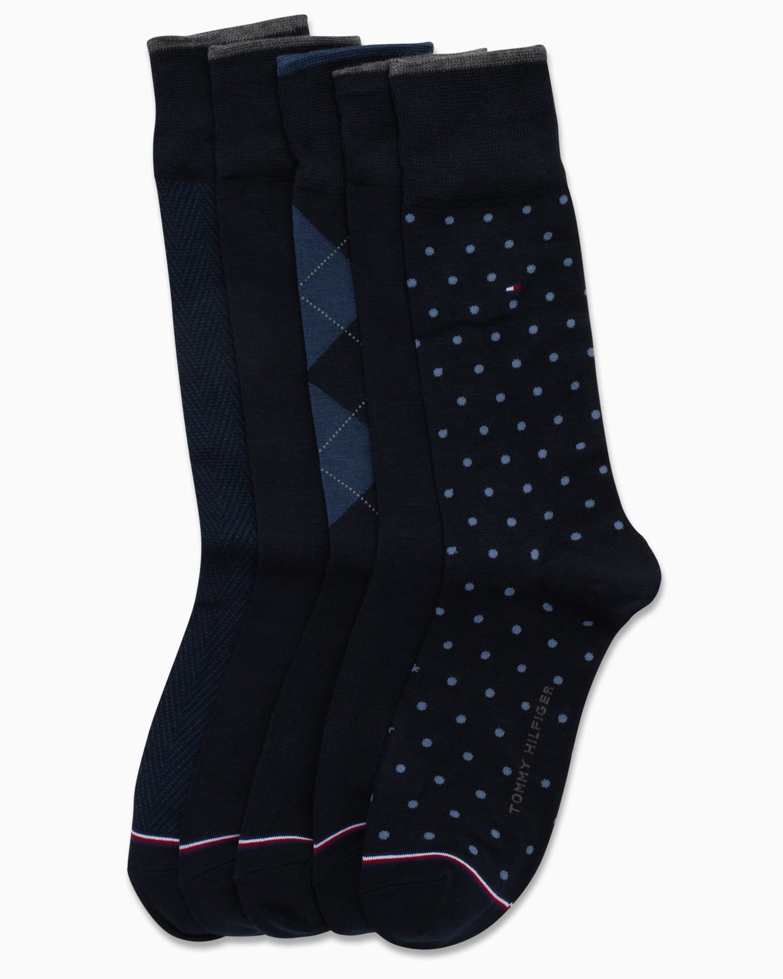 Tommy Hilfiger Men's Dress Socks 5-Pack - Lightweight Comfortable Crew Socks with Reinforced Heel for Business & Formal Wear (Size 7-12) - Perfect for Office, Weddings & Special Occasions