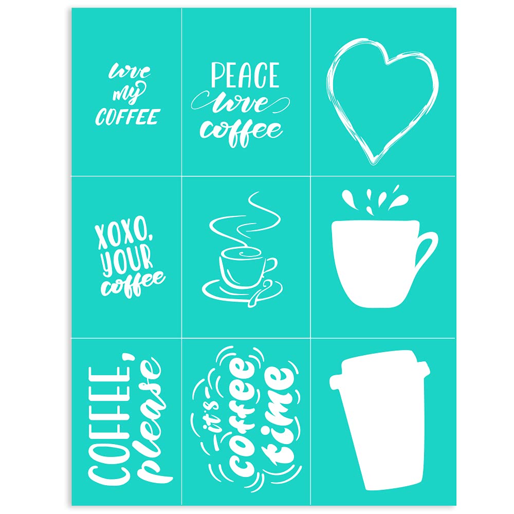 Silk Screen Stencils for Coffee & Chalk Painting - 8.5x11 Inch Washable Reusable Self-Adhesive Mesh Stencils for Wood, Chalkboard & DIY Crafts - Perfect for Home Decor, Barista Art & Creative Projects