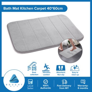 Premium Non-Slip Bath Mat & Kitchen Rug 40x60cm - Super Absorbent Shaggy Memory Foam Bathroom Floor Mat for Wet Areas - Perfect for Bathroom, Shower, Kitchen & Laundry Room Safety