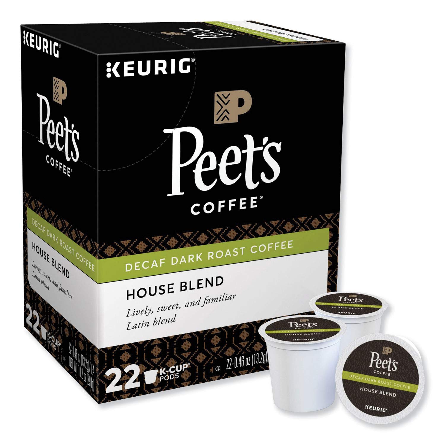 Peet's Coffee Decaf House Blend Keurig K-Cup Pods, 96 Count - Medium Roast, Smooth & Balanced Flavor for Home or Office Coffee Breaks
